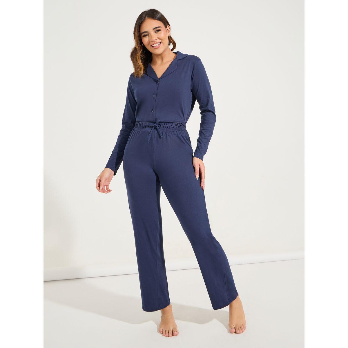 طقم من بنطال بيجاما مع بلوزة جيرسيه باكمام طويلة-women-clothing-nightwear-pyjamas-longsets-image-5