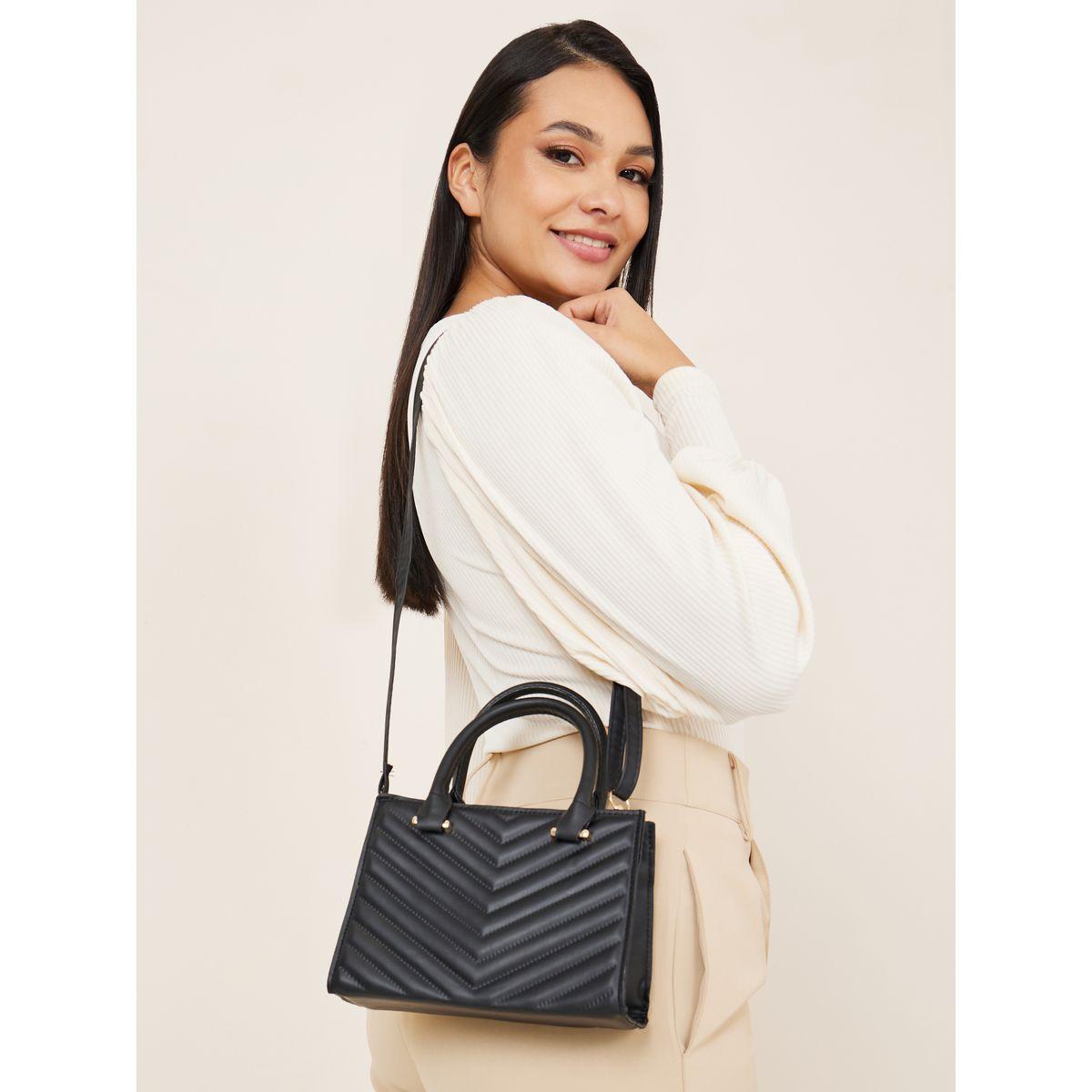 Styli V Quilted Design Handbag with Zip Closure-women-bagsandwallets-handbags-image-2