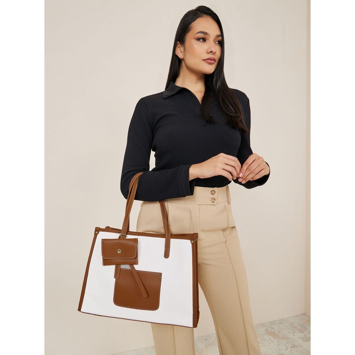 Styli Contrast Trim Shoulder Bag with Mini Purse Set-women-bagsandwallets-handbags-image-2