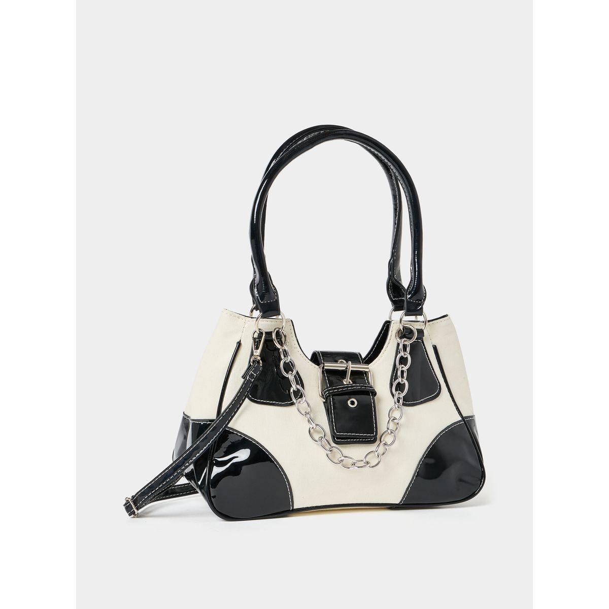 Styli Colorblock Patent Bag with Chain Detail-women-bagsandwallets-handbags-image-1