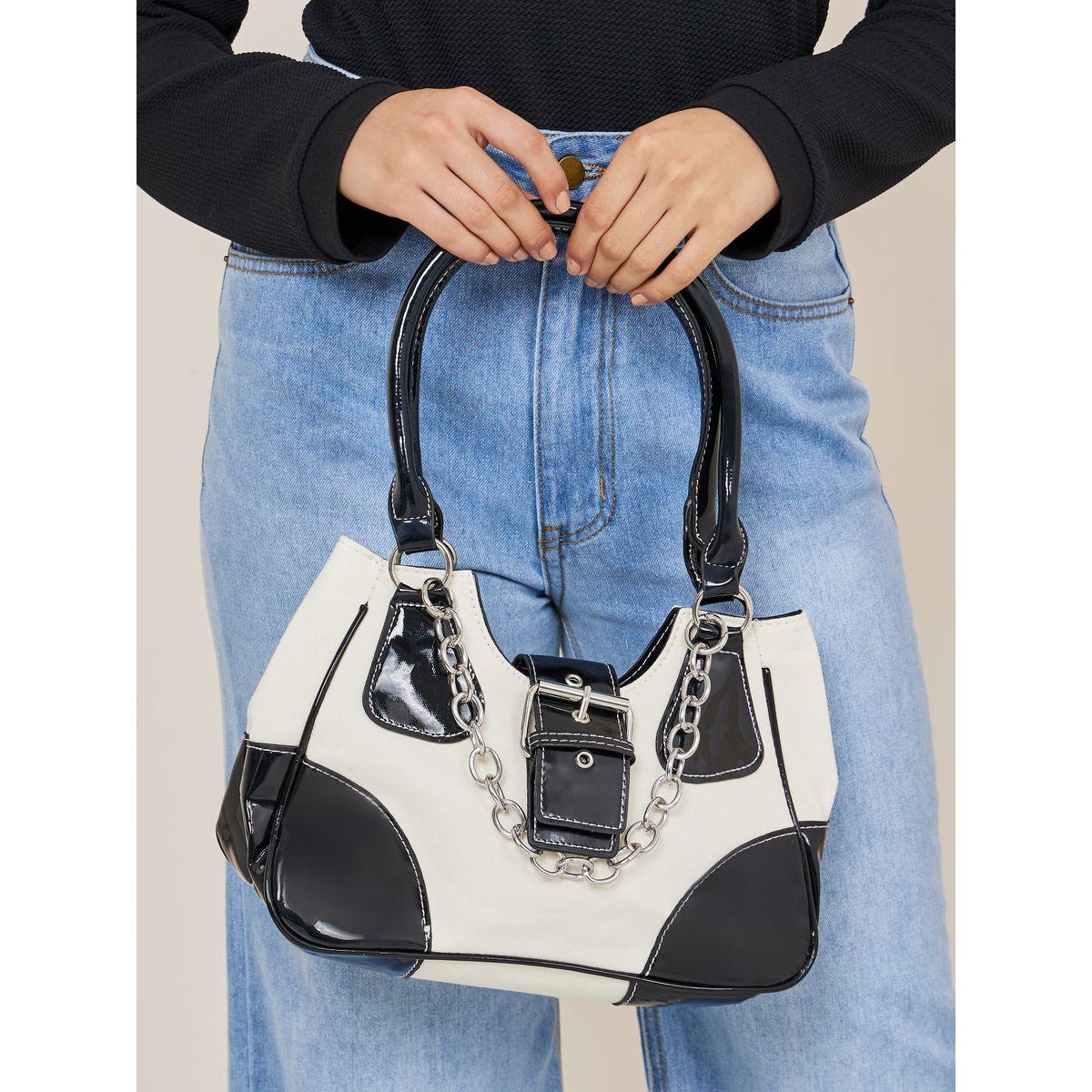 Styli Colorblock Patent Bag with Chain Detail-women-bagsandwallets-handbags-image-3