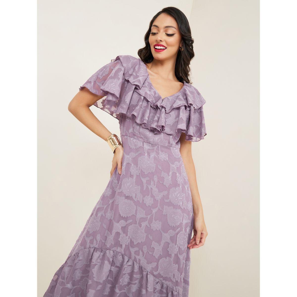 Styli Jacquard Ruffle Asymmetric Hem Maxi Dress-women-clothing-dresses-image-2