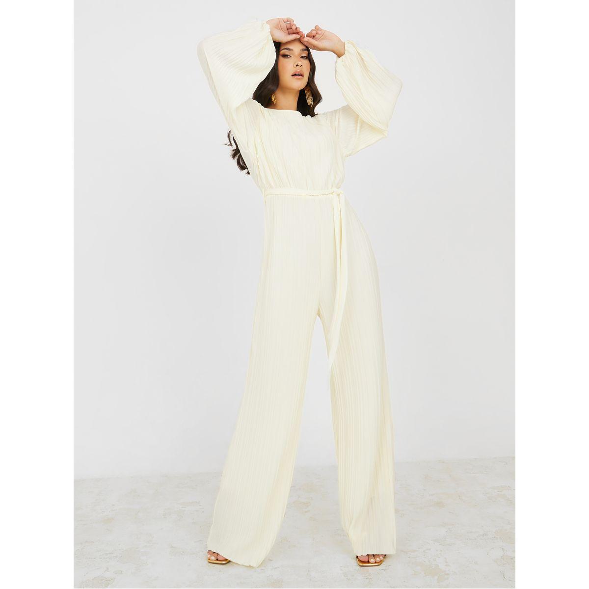 Styli Wide Leg Plisse Jumpsuit with Tie Belt-women-clothing-jumpsuits-image-1