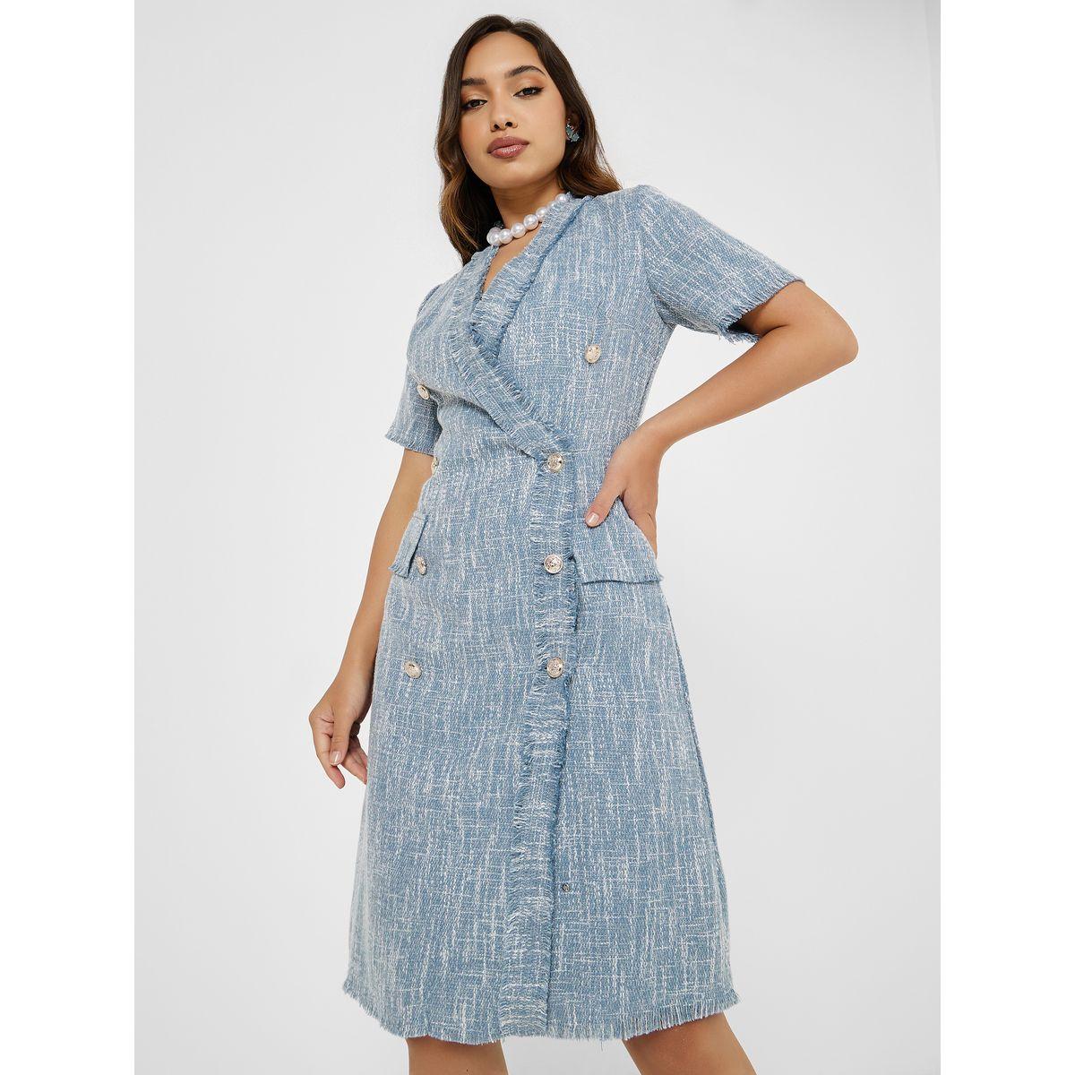 Styli Tweed Look Blazer Knee Length Dress-women-clothing-dresses-image-1