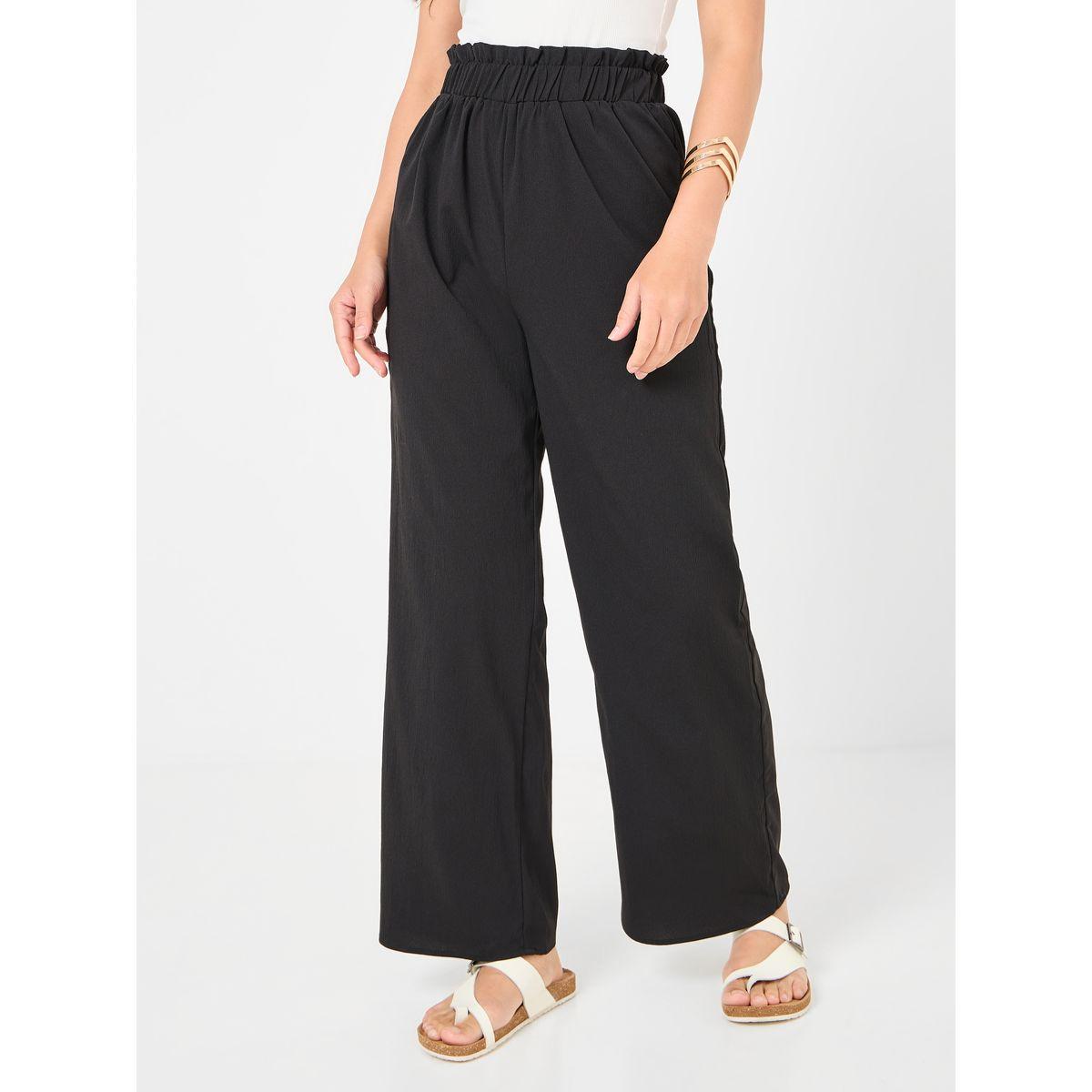 بنطال واسع الأرجل بخصر مطاطي-women-clothing-bottoms-trousers-image-1