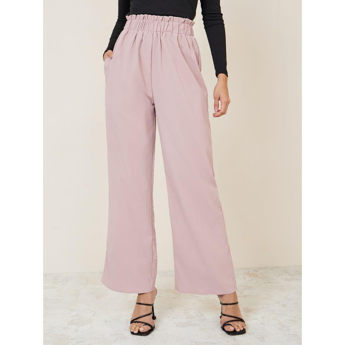 Styli Ruffled Elastic Waistband Wide Leg Trouser-women-clothing-bottoms-trousers-image-1