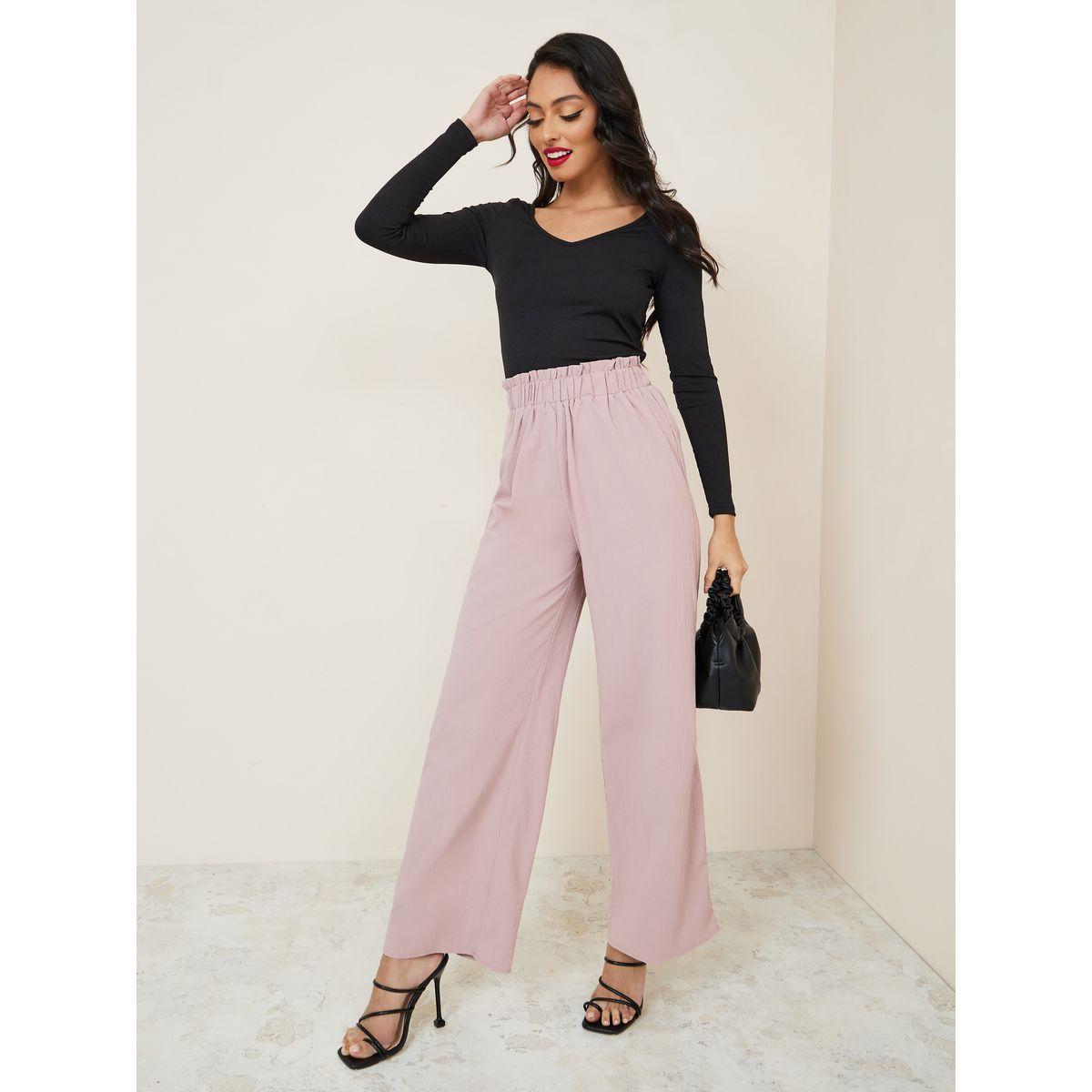 Styli Ruffled Elastic Waistband Wide Leg Trouser-women-clothing-bottoms-trousers-image-2