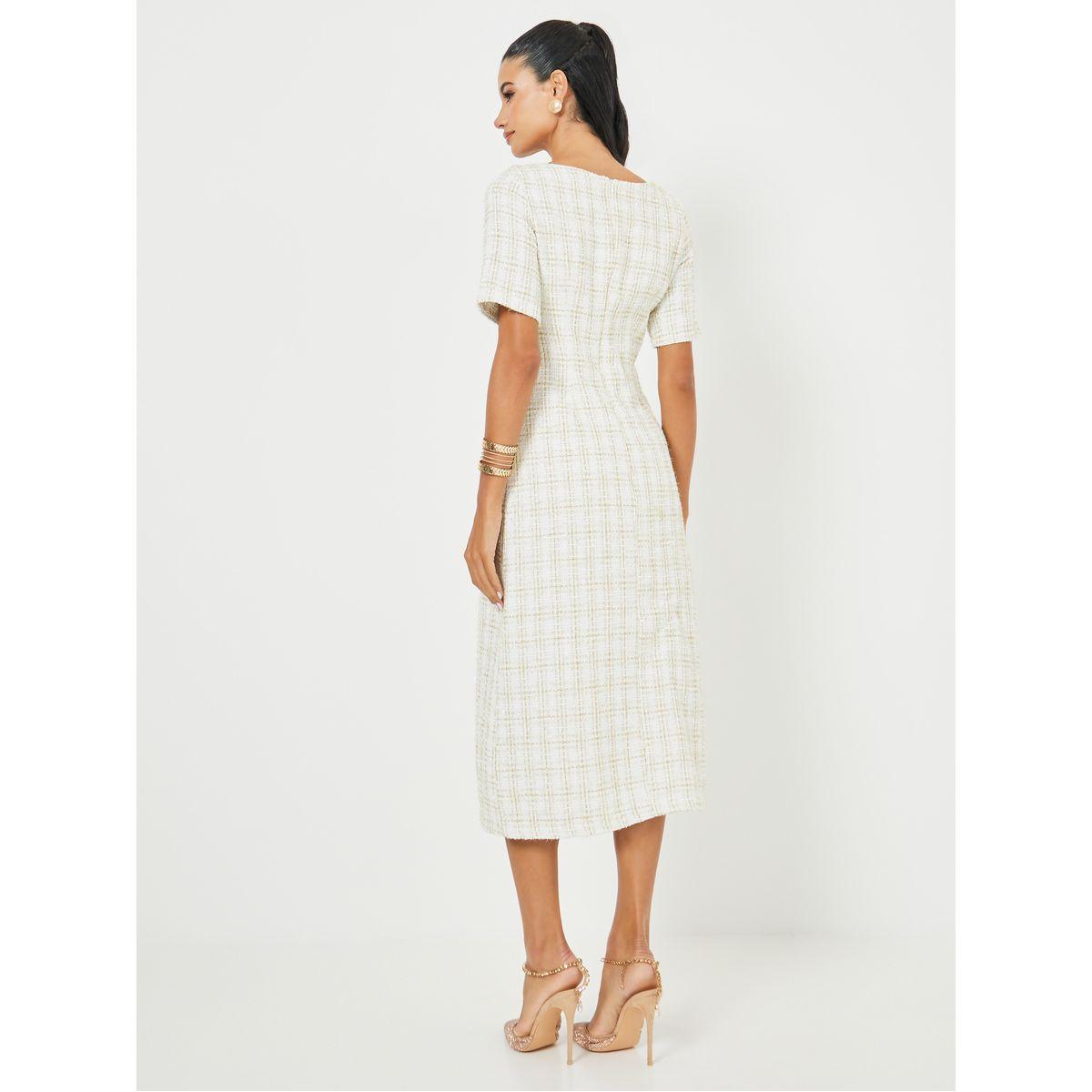 فستان ميدي تويد مع أزرار غلق-women-clothing-dresses-image-4