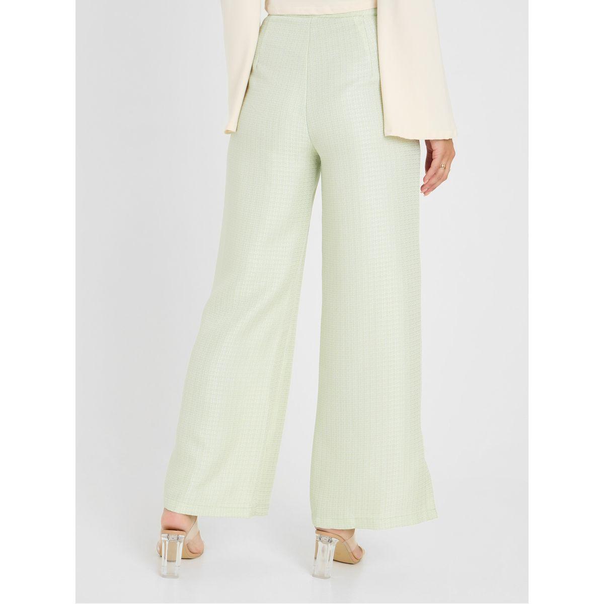 Styli Tweed Look Wide Leg Trouser with Side Slit-women-clothing-bottoms-trousers-image-4