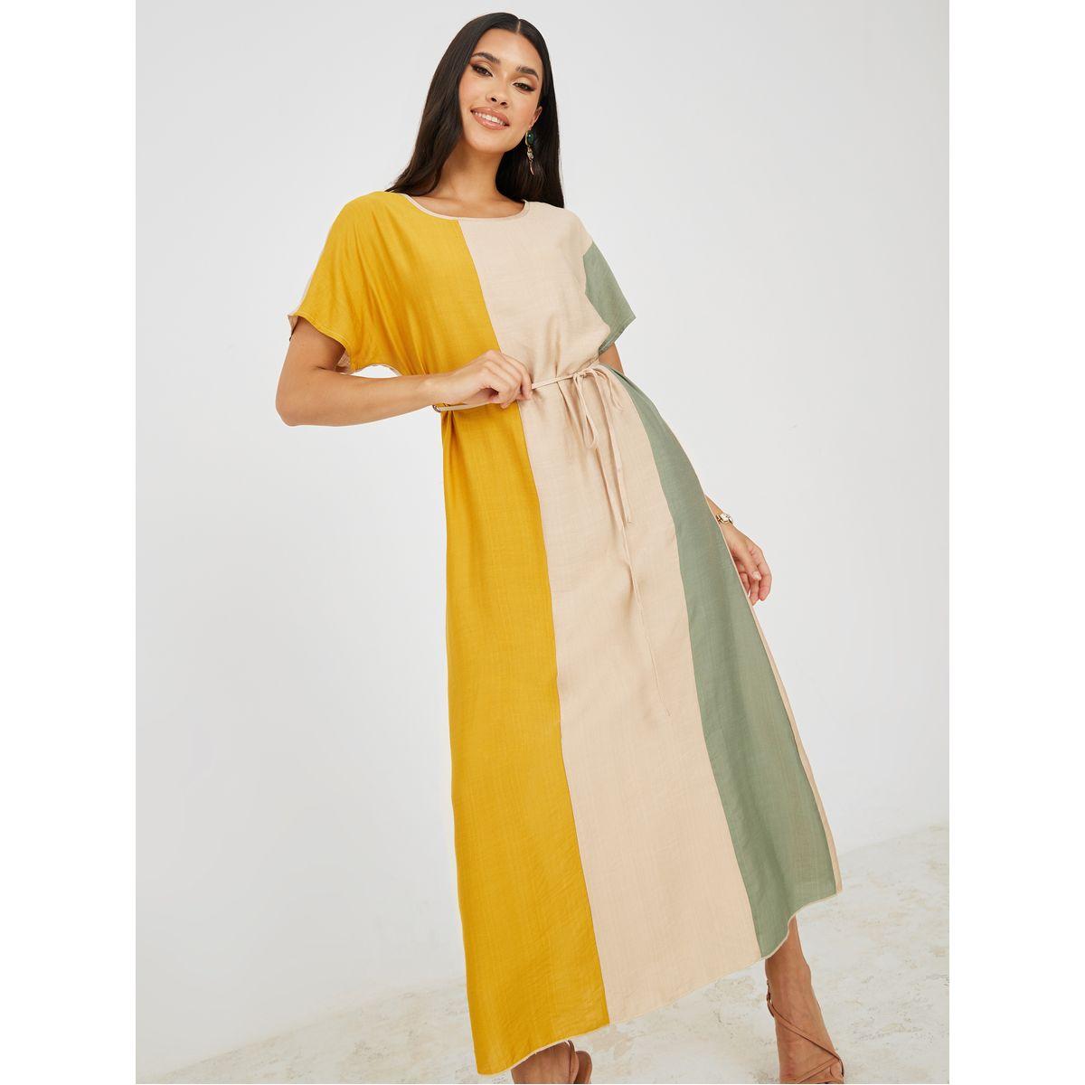 Styli Colorblock A-Line Maxi Dress-women-clothing-dresses-image-1
