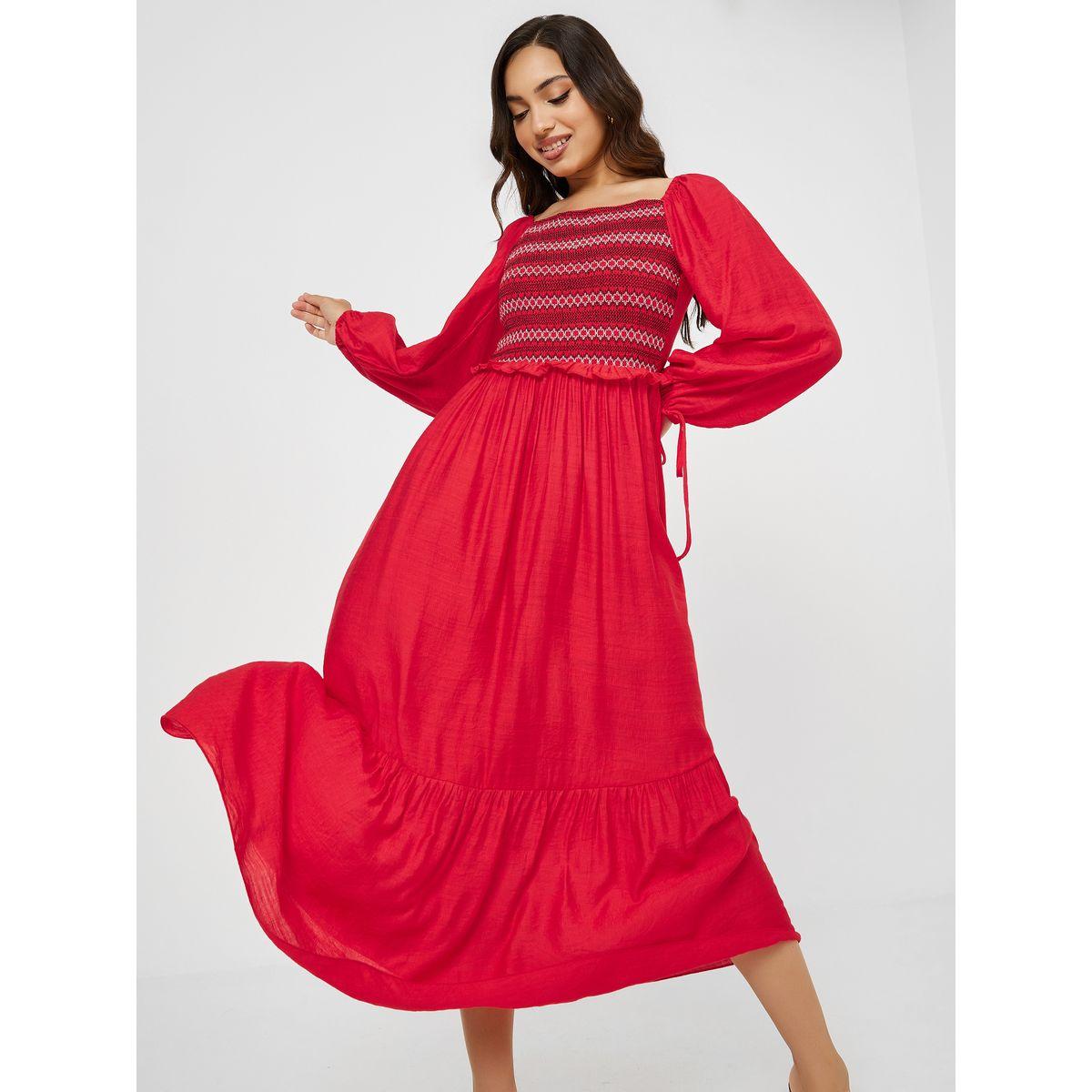 Styli Embroidered Panel A-Line Maxi Dress-women-clothing-dresses-image-1