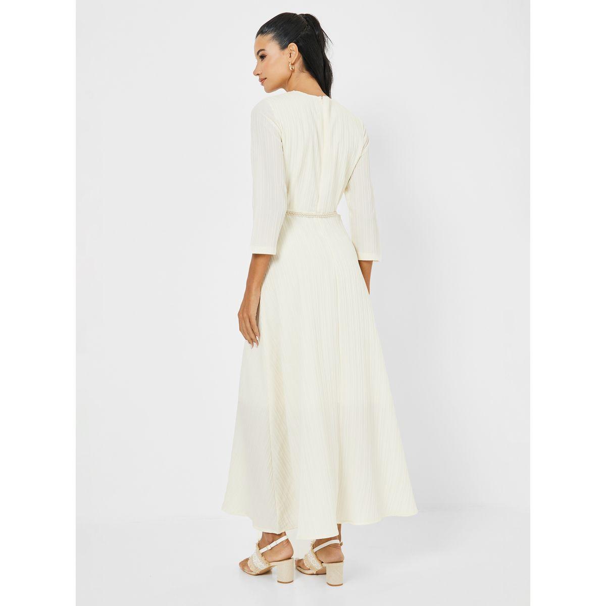 Styli Textured A-Line Maxi Dress with Cut-Out Waist-women-clothing-dresses-image-4