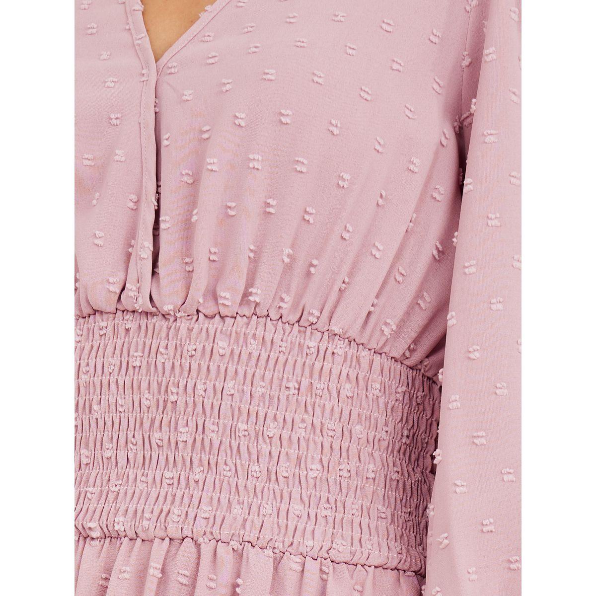 Styli Dobby Smocked Detail A-Line Midi Dress-women-clothing-dresses-image-3