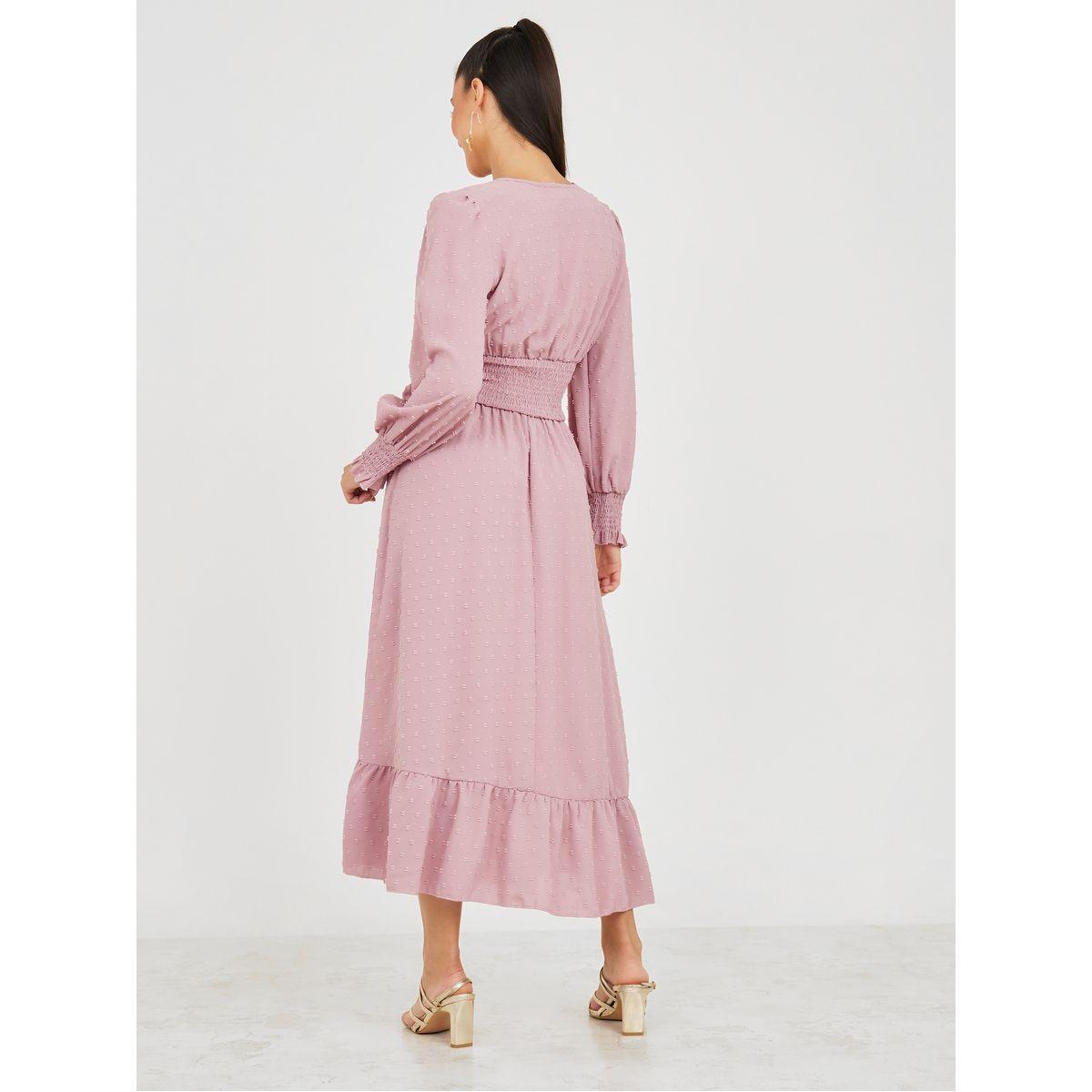 فستان ميدي بتفاصيل مزمومة-women-clothing-dresses-image-4