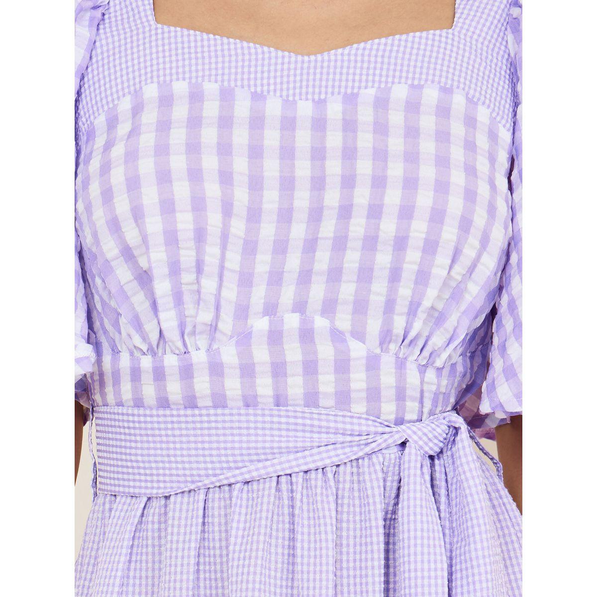 Styli Gingham Check Puff Sleeve Tiered Maxi Dress-women-clothing-dresses-image-3