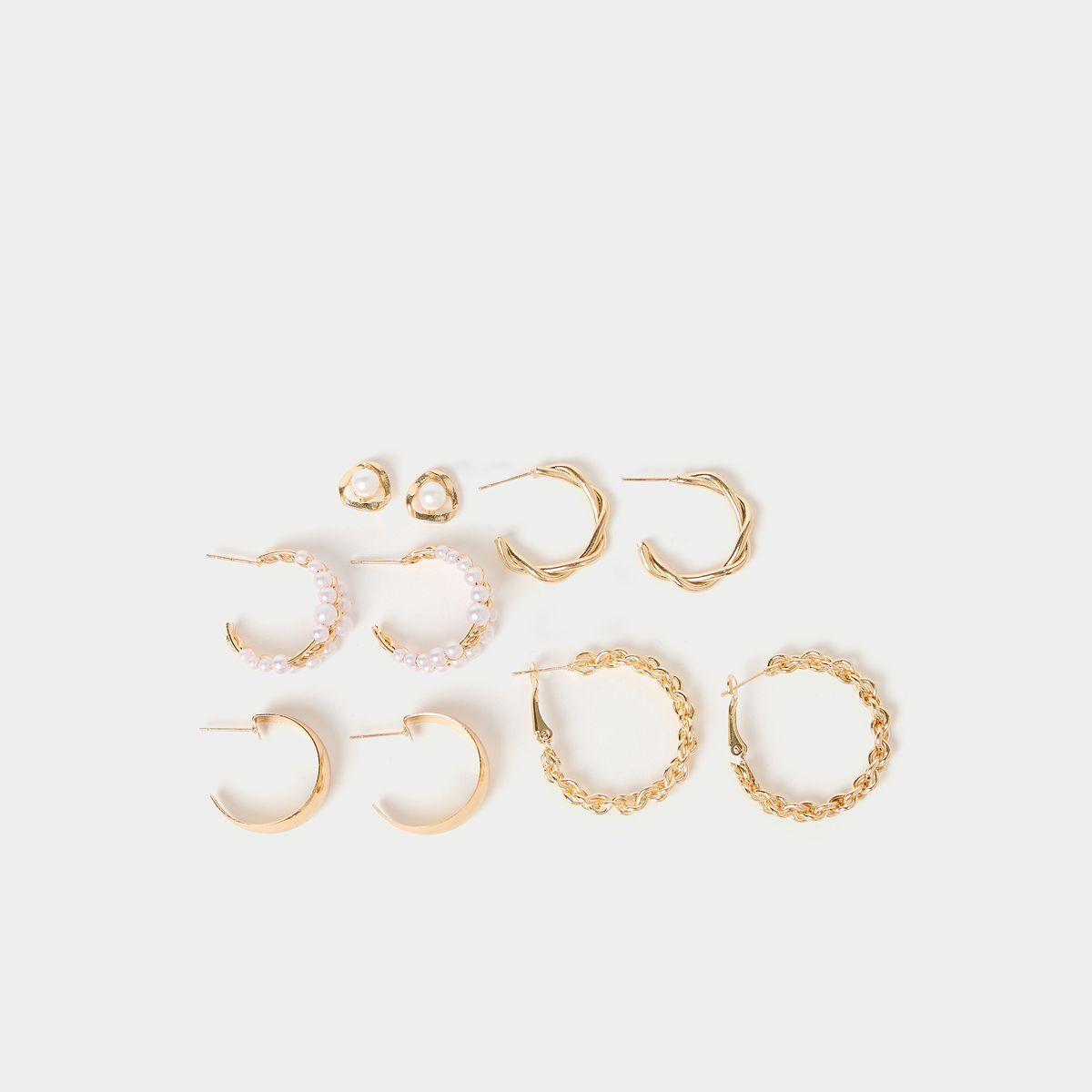 Styli Set of 7 - Textured Hoop Earrings-women-watchesandjewellery-jewellery-earrings-image-2