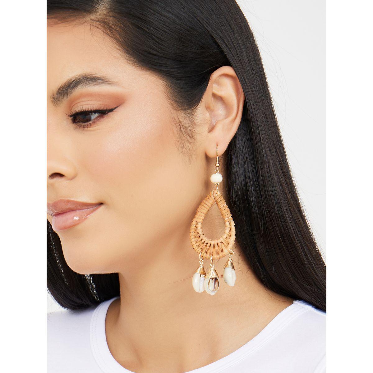 Styli Shell Drop Earrings-women-watchesandjewellery-jewellery-earrings-image-2