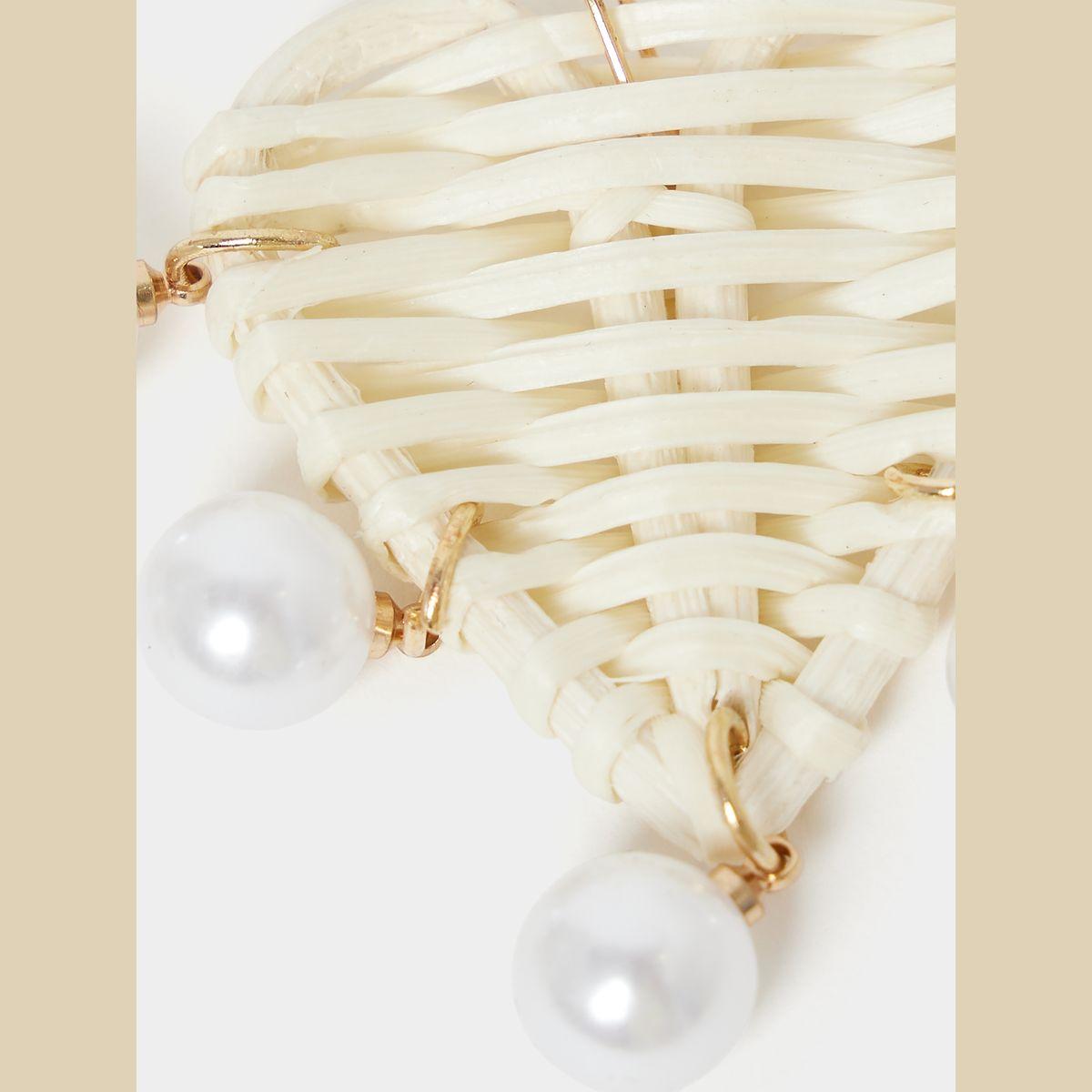 Styli Heart Shape Straw Earrings with Pearl Drops-women-watchesandjewellery-jewellery-earrings-image-3