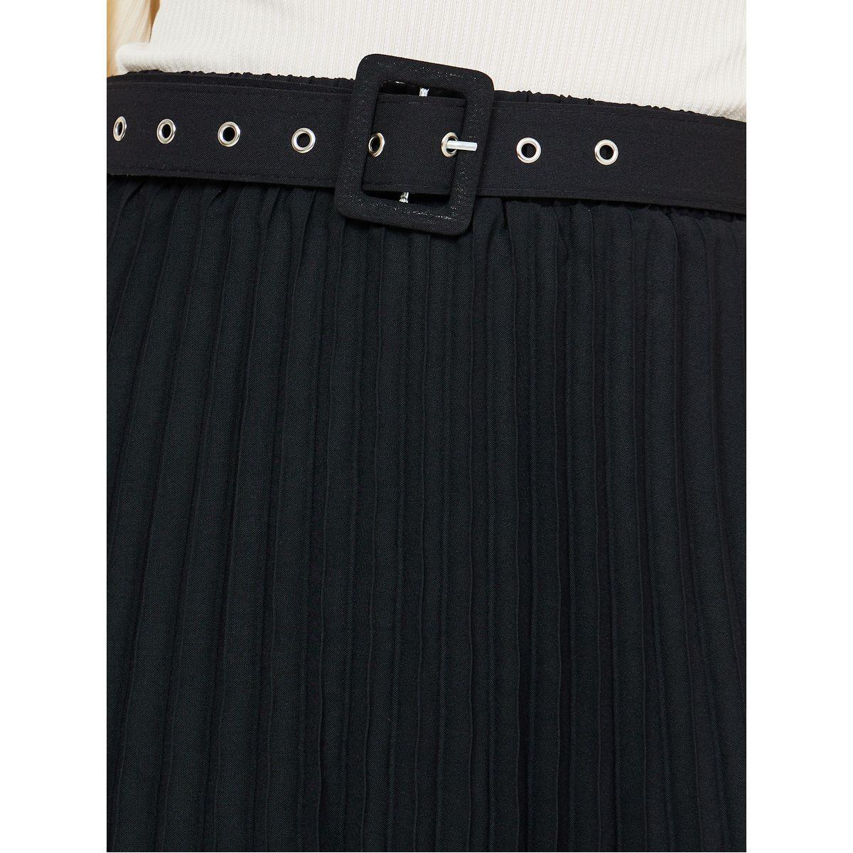 Styli Solid Pleated Maxi Skirt with Riveted Belt-women-clothing-bottoms-skirts-image-3
