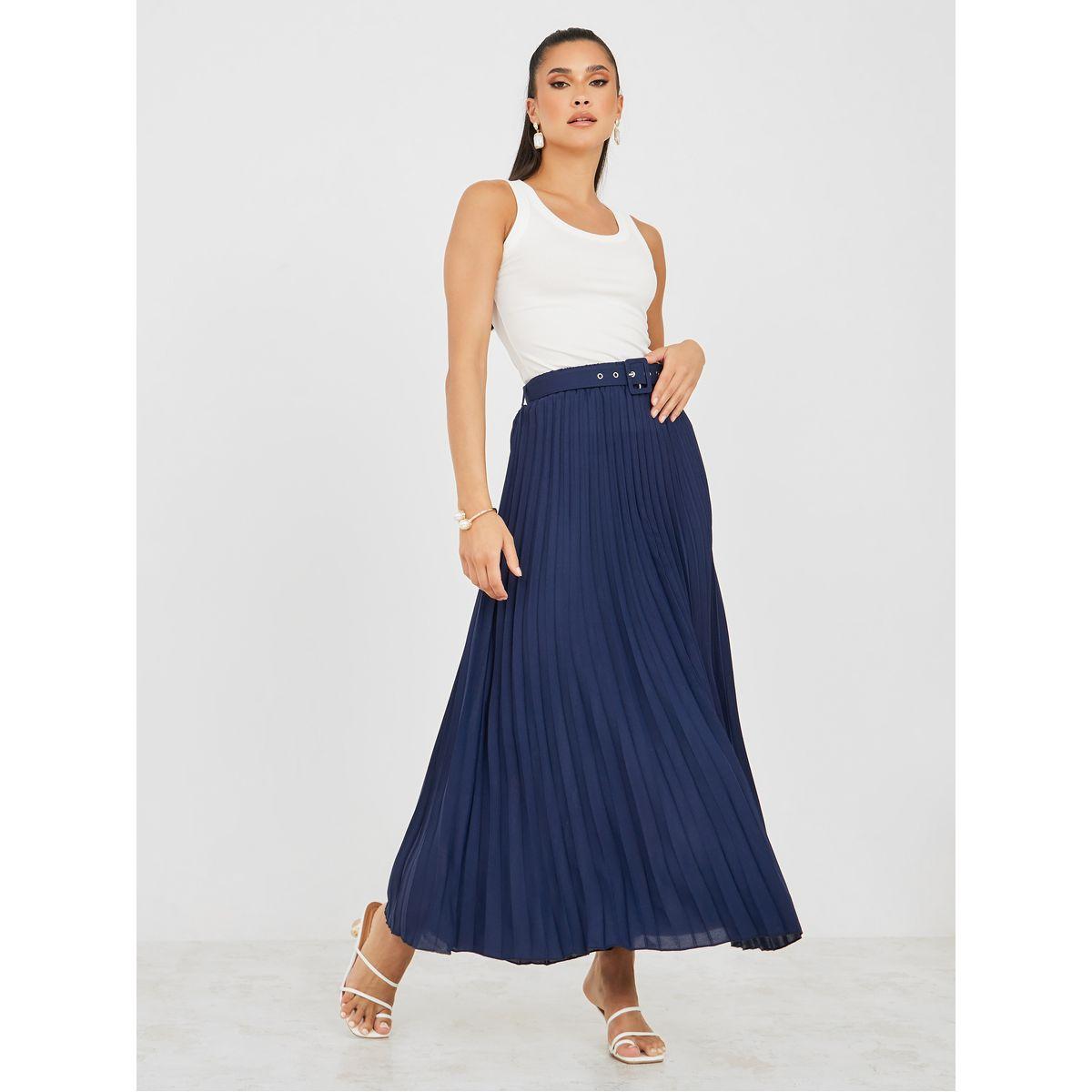 تنورة طويلة سادة بكسرات-women-clothing-bottoms-skirts-image-2