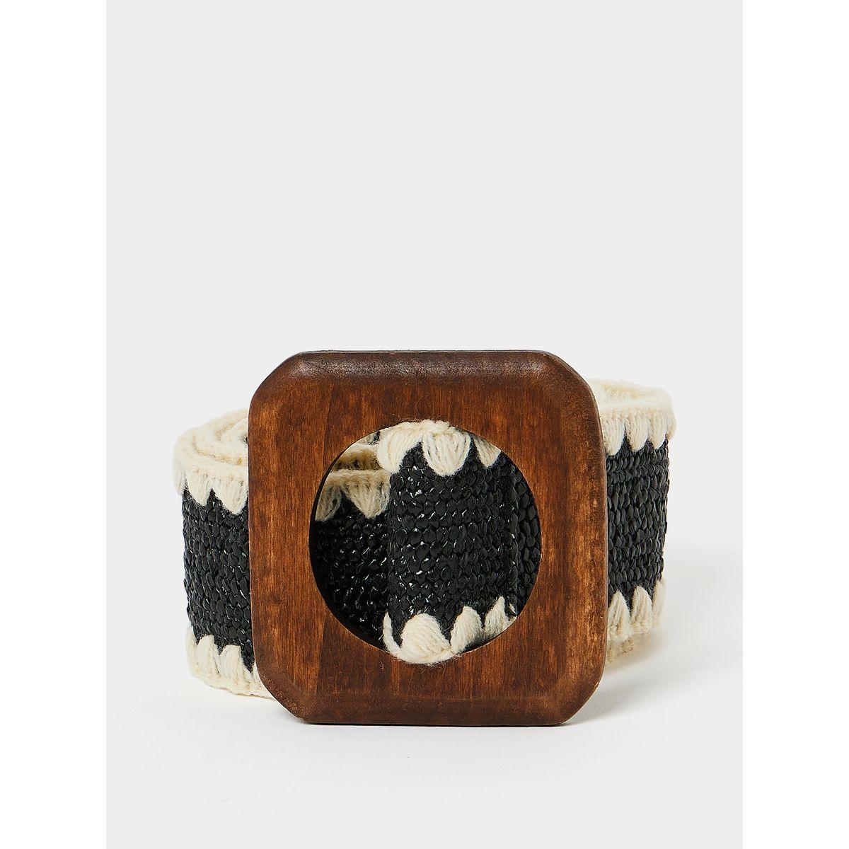 Styli Crochet Wood Look Buckle Mono Belt-women-clothingaccessories-belts-image-1