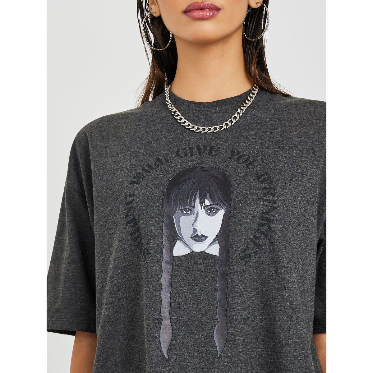 Styli Oversized Wednesday Graphic Print Crop T-shirt-women-clothing-tshirts-image-3