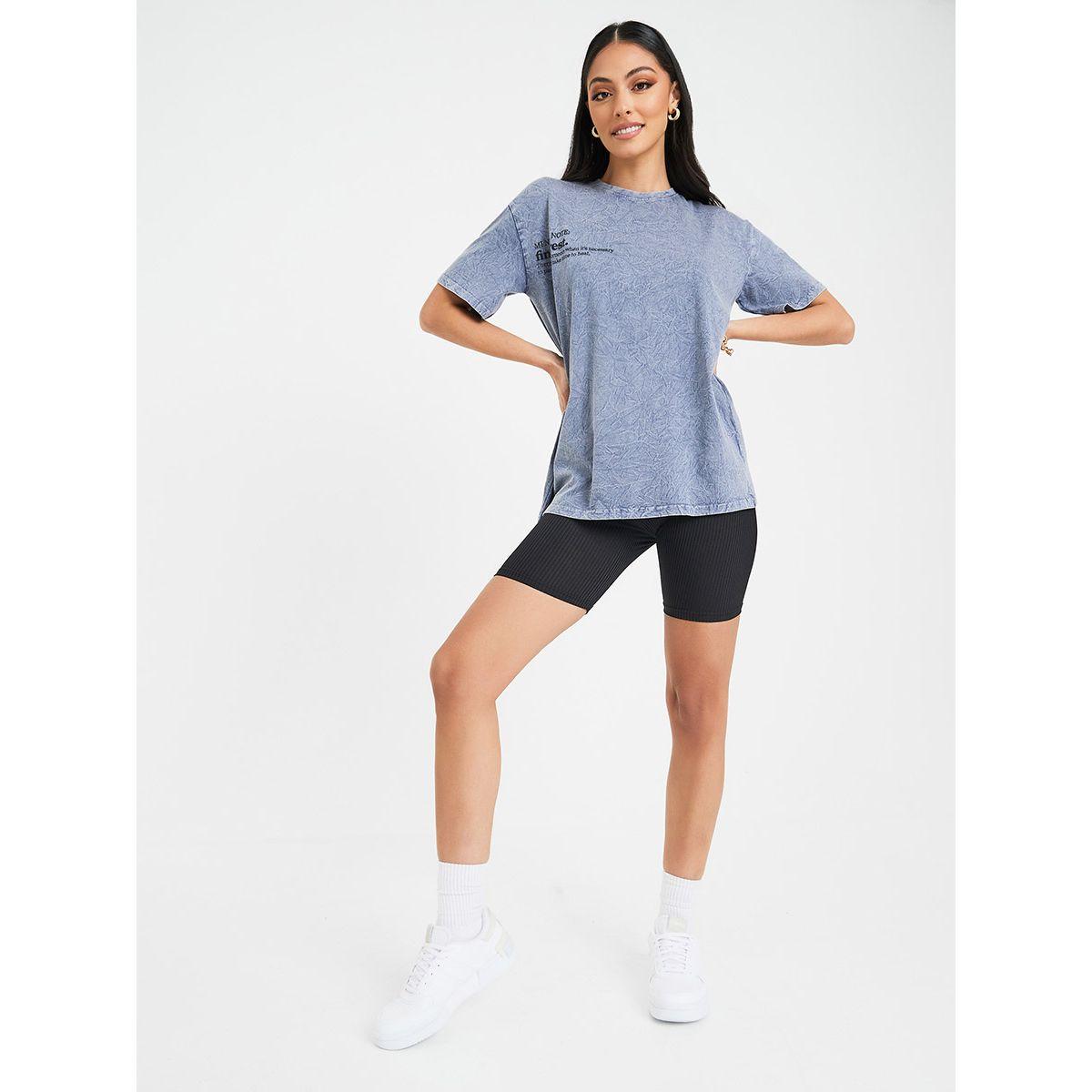 تيشيرت واسع مطبع بكتابة-women-clothing-tshirts-image-2