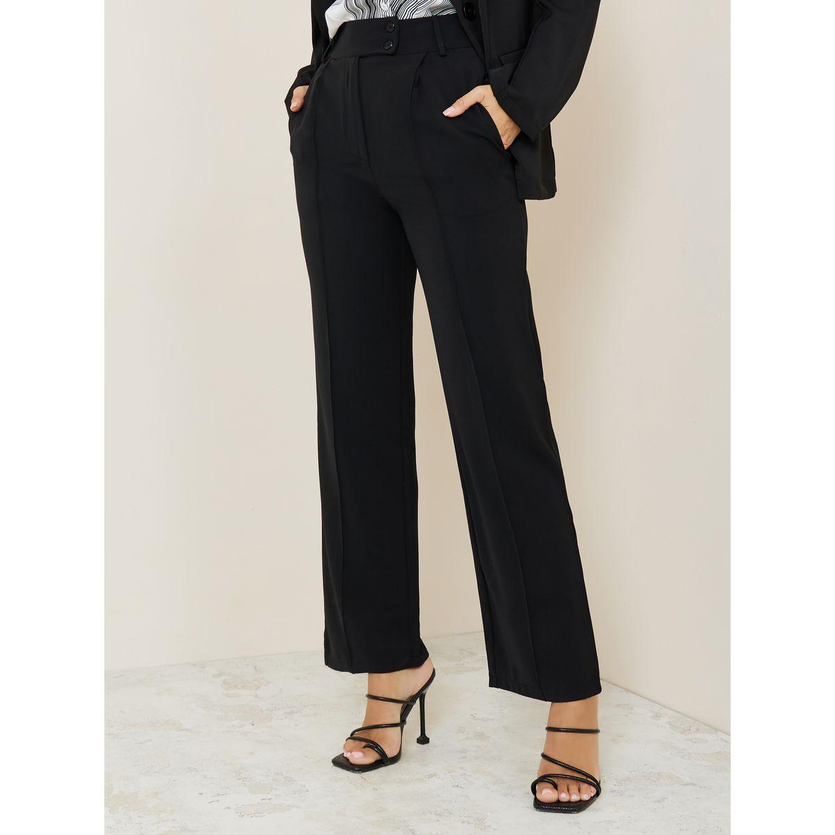 Styli High Rise Straight Leg Trouser with Belt Loops-women-clothing-bottoms-trousers-image-1