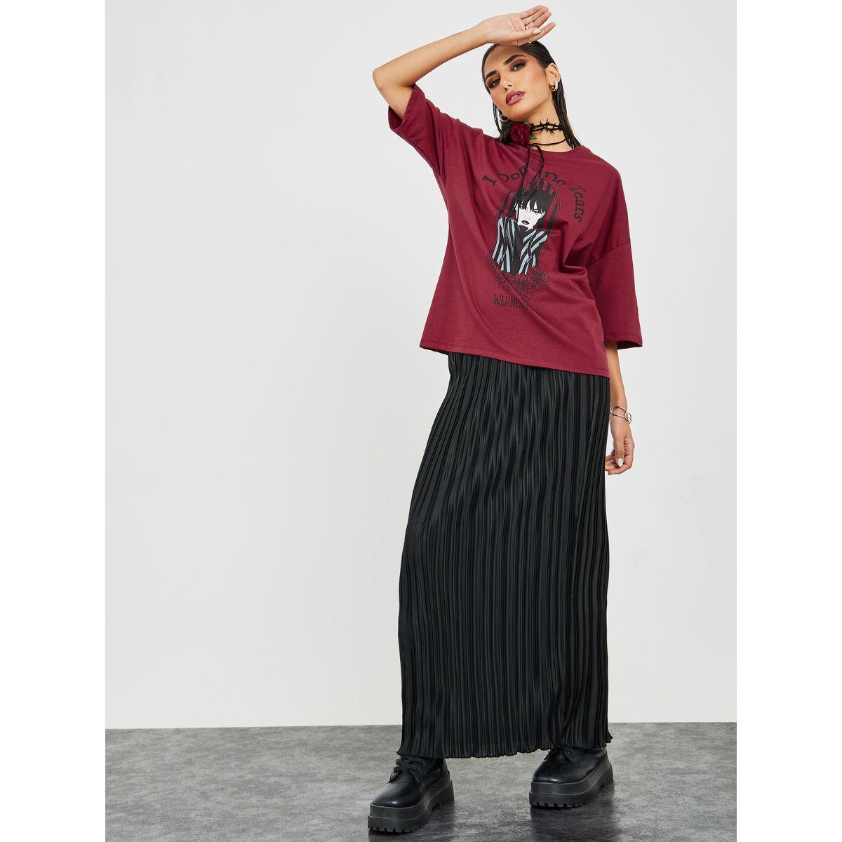 Styli Oversized Wednesday Graphic Drop Shoulder T-Shirt-women-clothing-tshirts-image-2