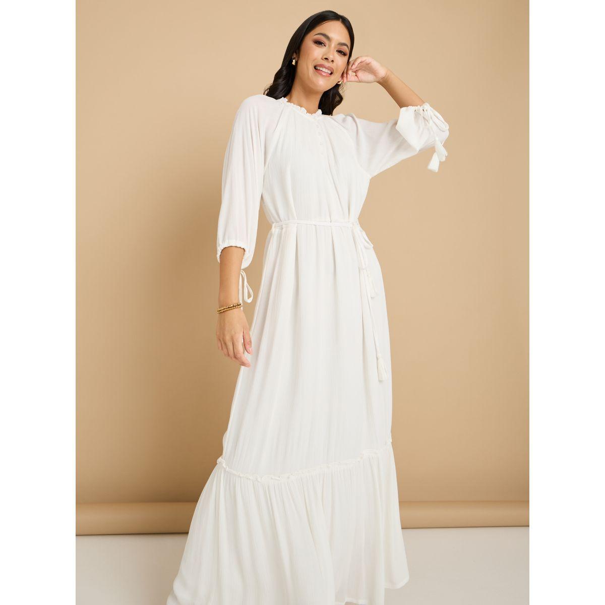 Styli 3/4 Sleeve Tassel Tie Viscose Maxi Dress-women-clothing-dresses-image-2