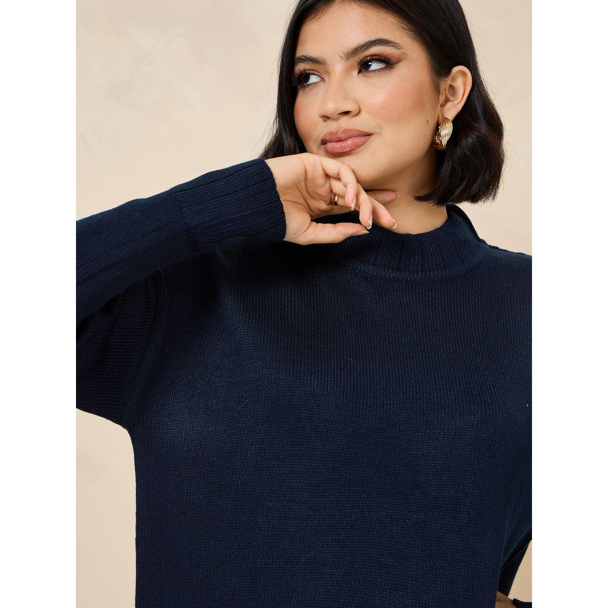 Styli Oversized High Neck Longline Sweater-women-winterwear-cardigansandjumpers-cardigans-image-3