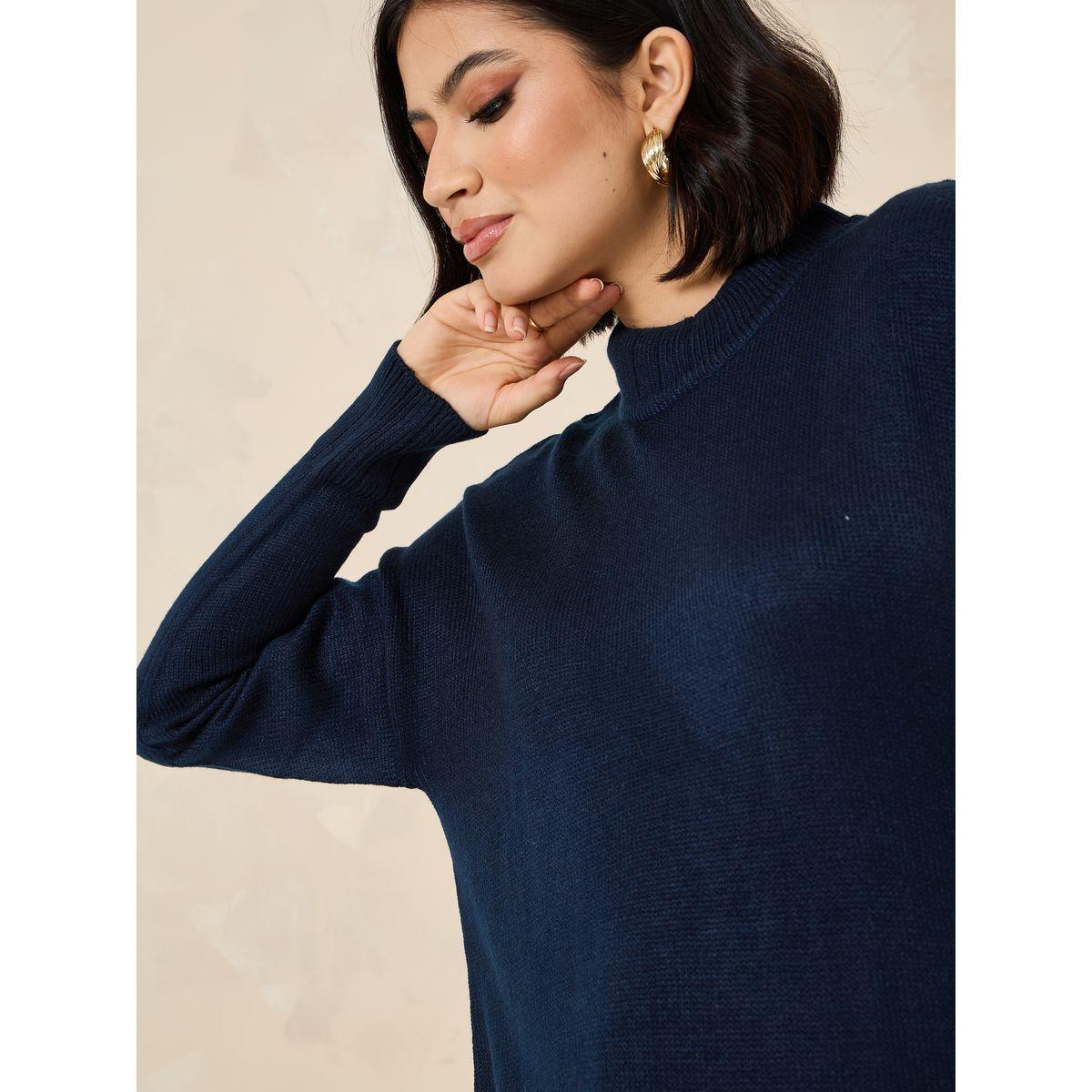 Styli Oversized High Neck Longline Sweater-women-winterwear-cardigansandjumpers-cardigans-image-4