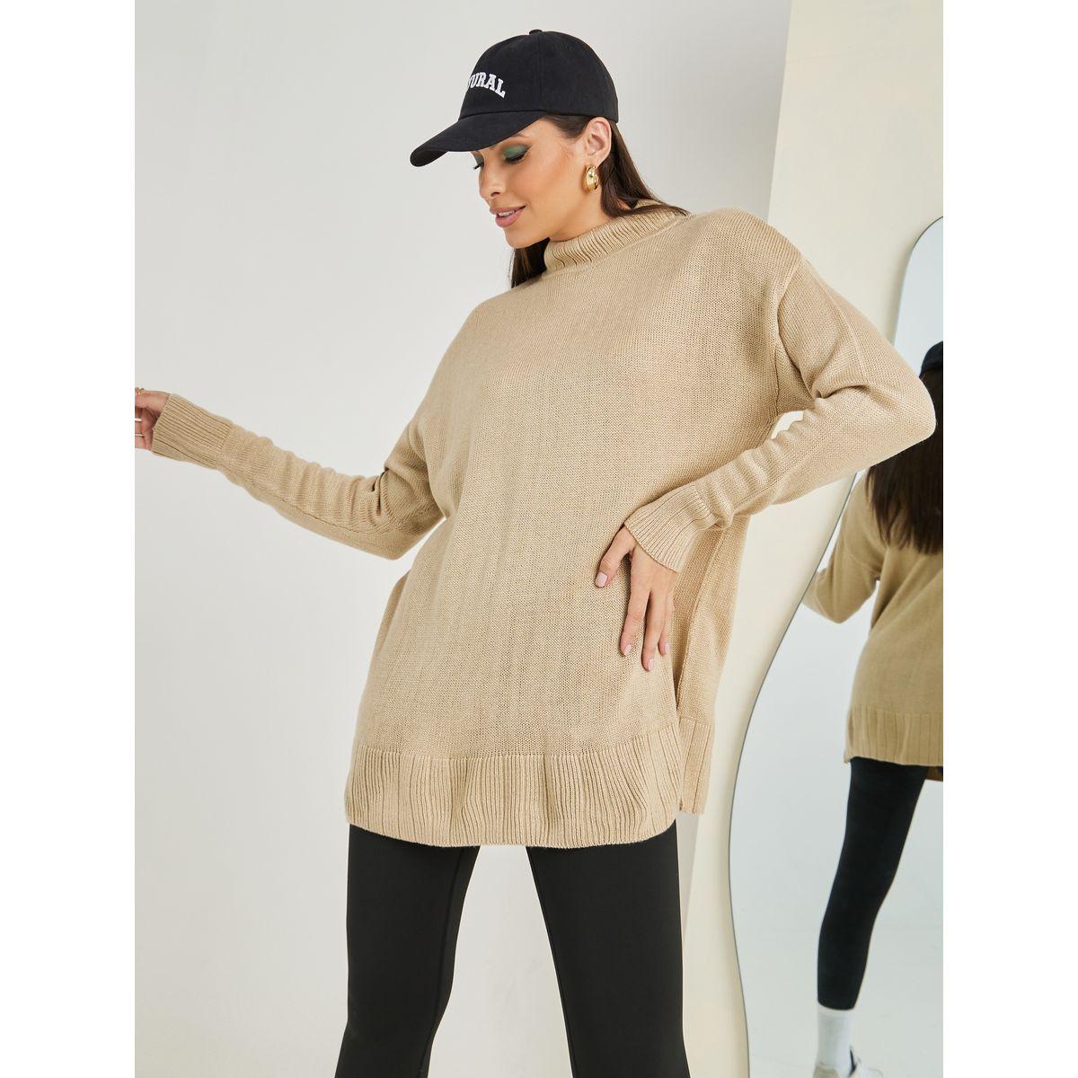 Styli Oversized High Neck Longline Sweater-women-winterwear-cardigansandjumpers-cardigans-image-1