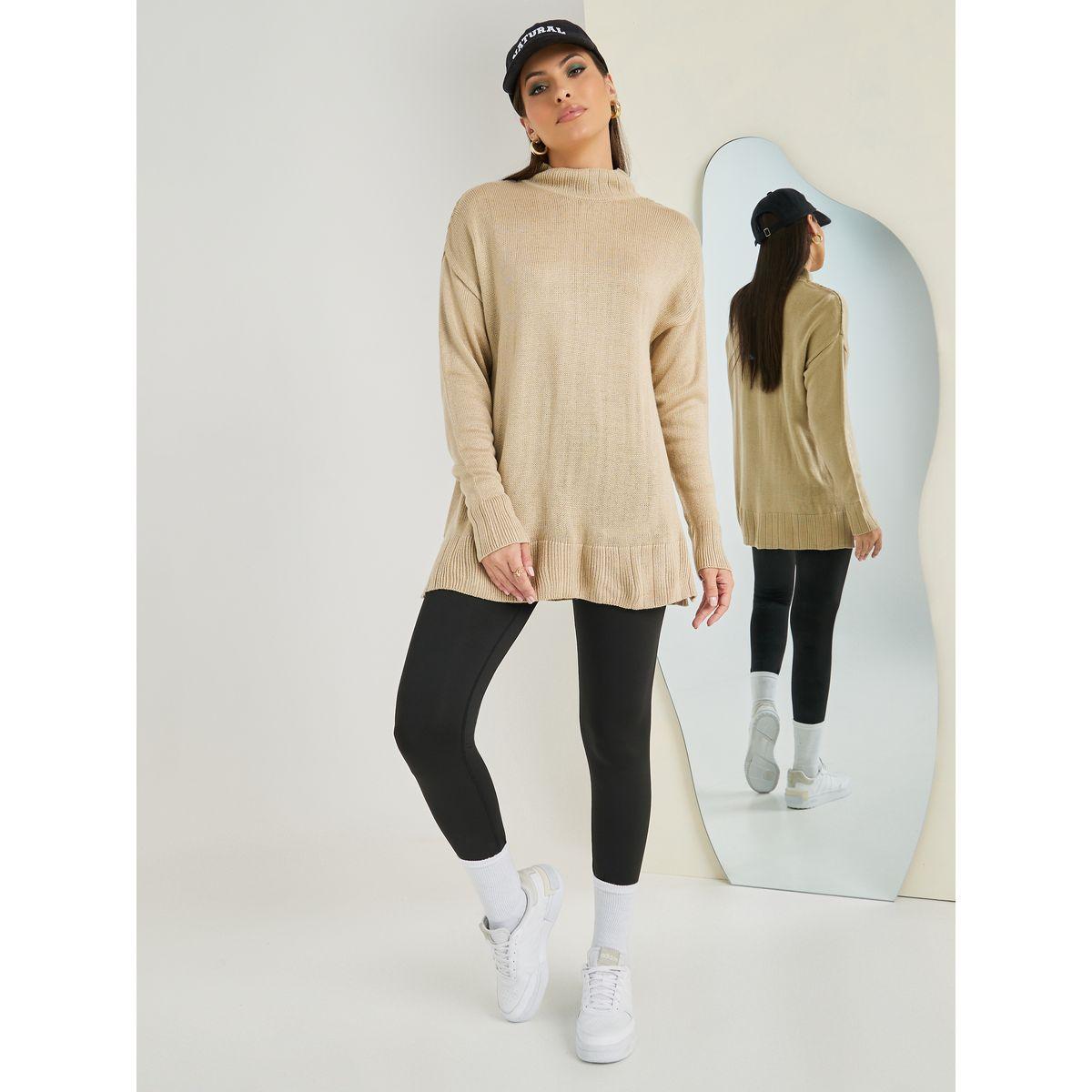 Styli Oversized High Neck Longline Sweater-women-winterwear-cardigansandjumpers-cardigans-image-2