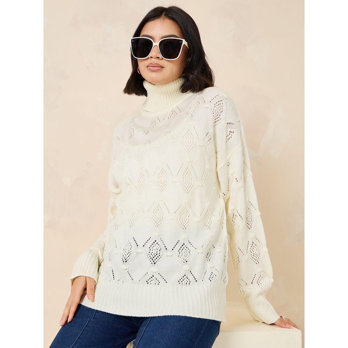 Styli Regular Fit Turtle Neck Knitted Sweater-women-winterwear-cardigansandjumpers-cardigans-image-1