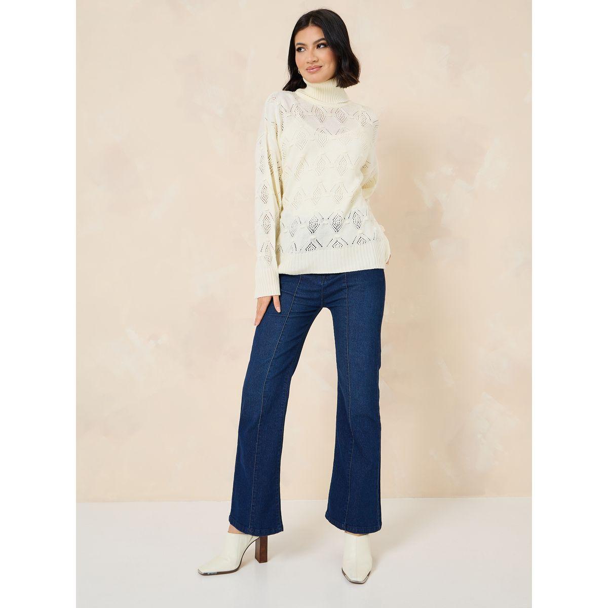 Styli Regular Fit Turtle Neck Knitted Sweater-women-winterwear-cardigansandjumpers-cardigans-image-3