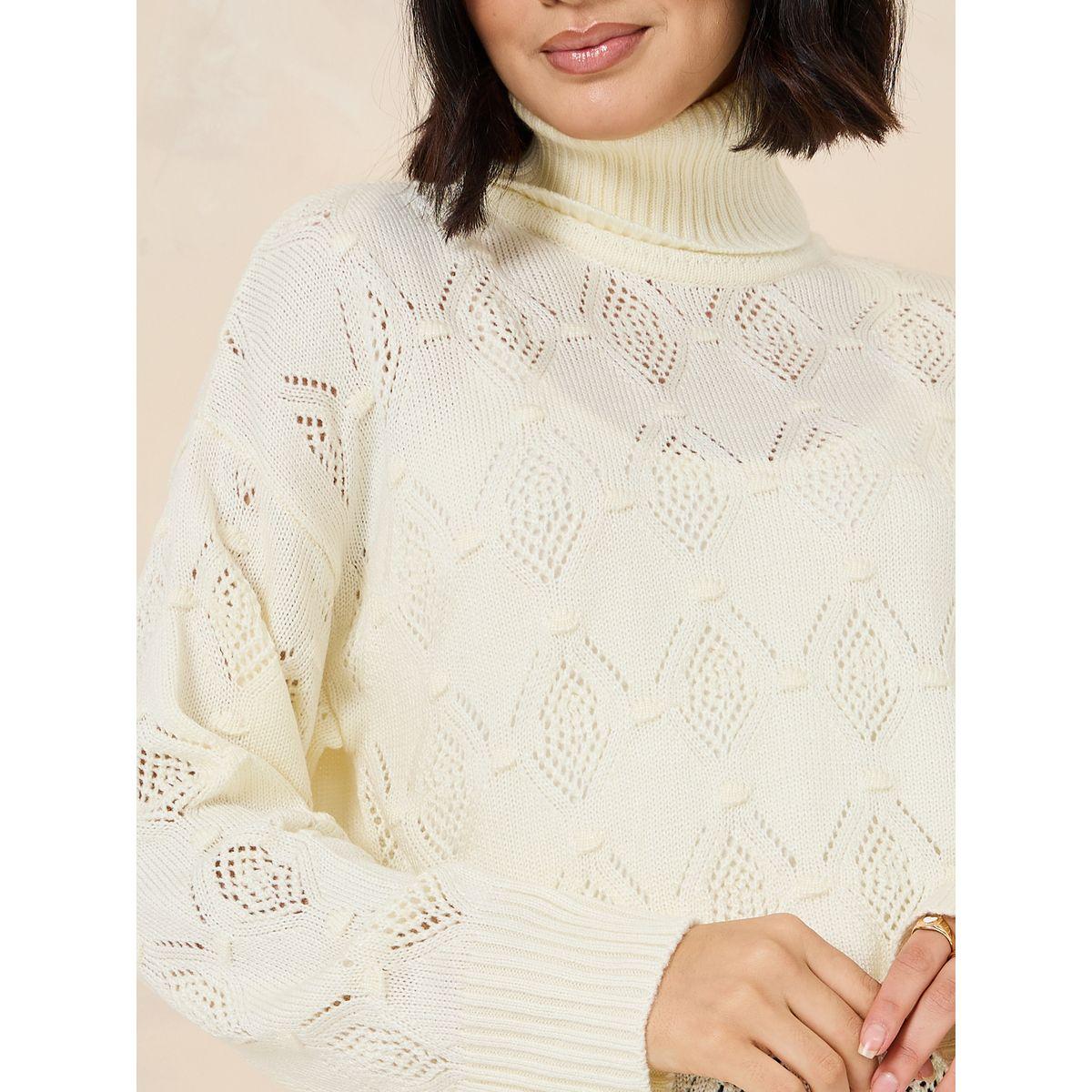 Styli Regular Fit Turtle Neck Knitted Sweater-women-winterwear-cardigansandjumpers-cardigans-image-4