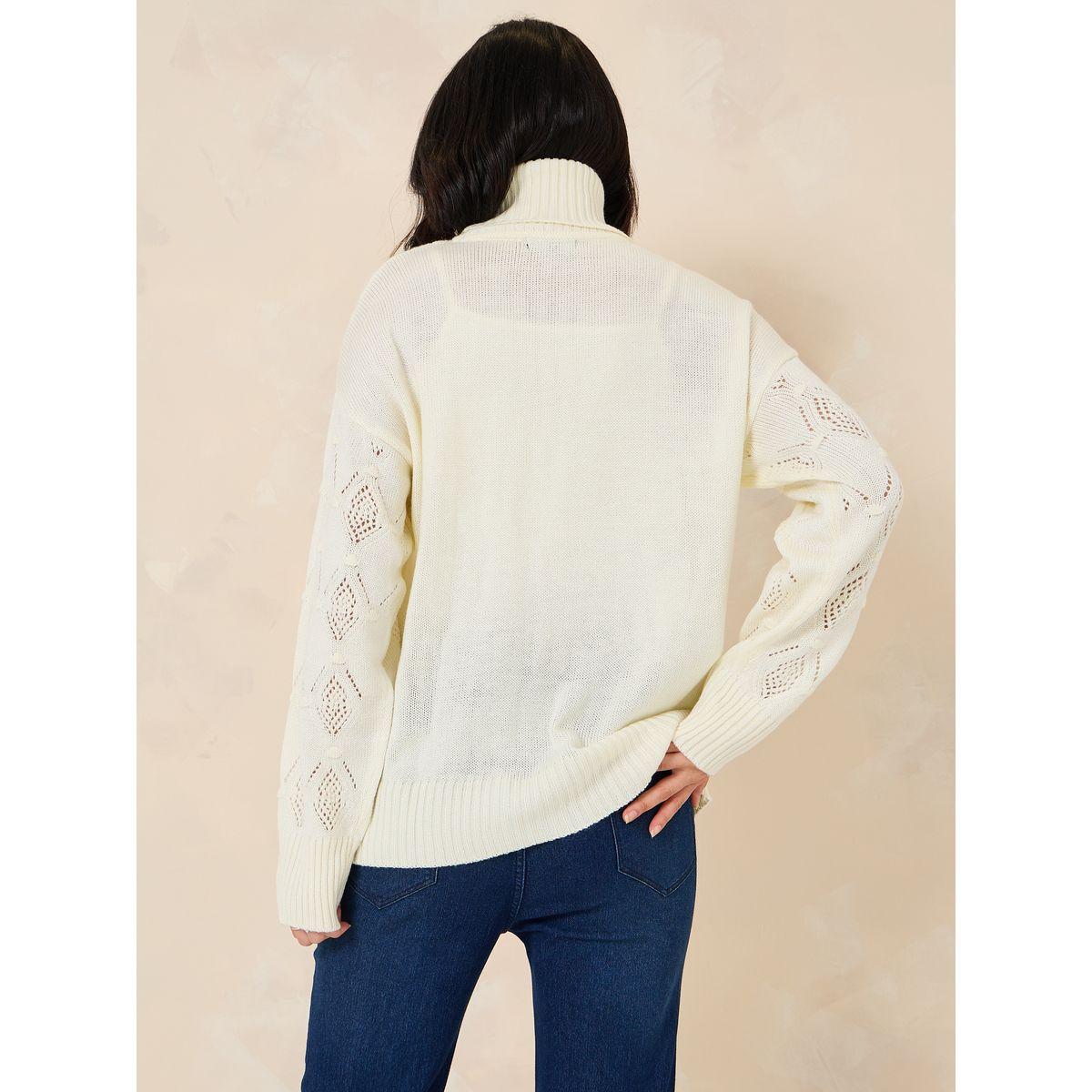 Styli Regular Fit Turtle Neck Knitted Sweater-women-winterwear-cardigansandjumpers-cardigans-image-5