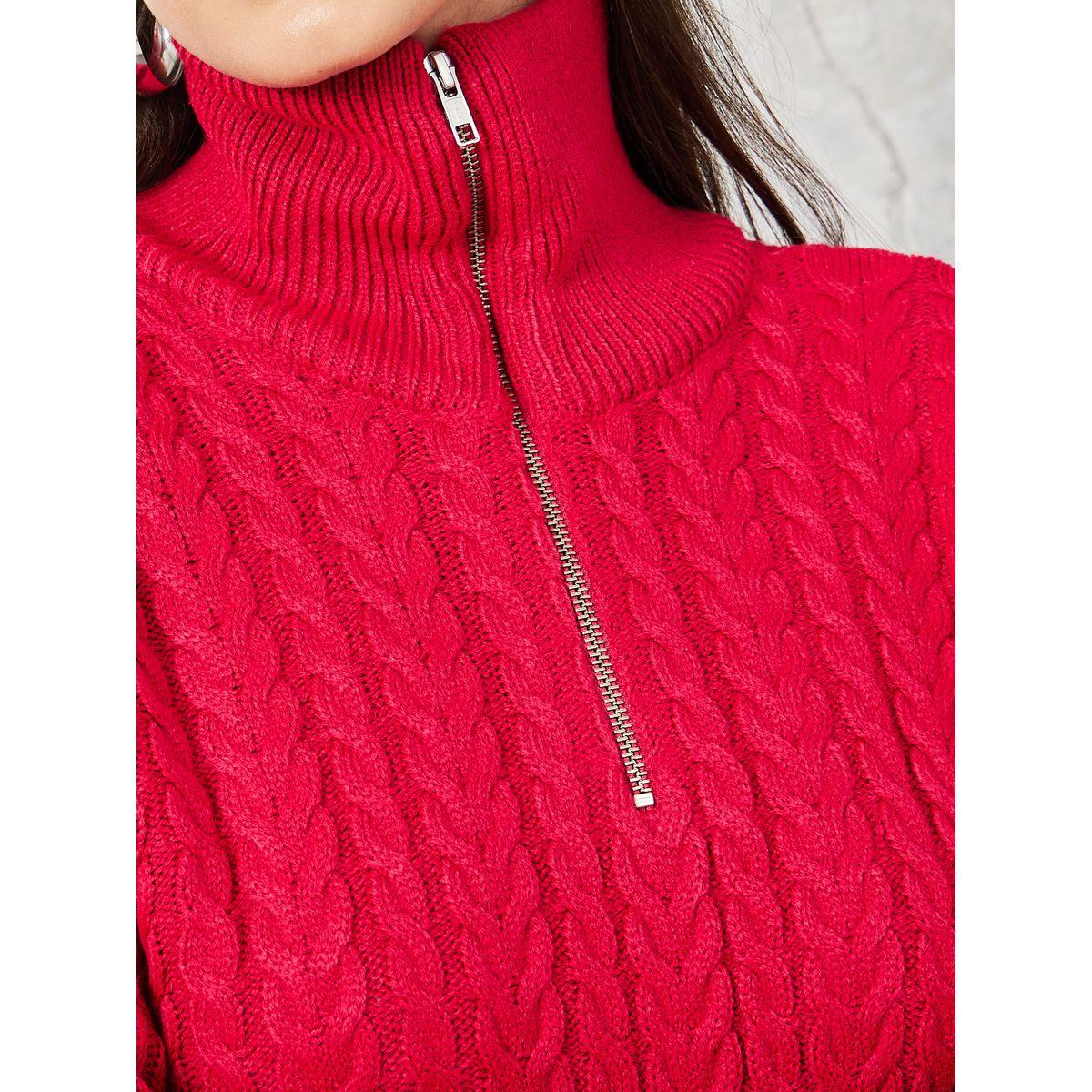 Styli Oversized Chunky Cable Knit Half Zip Sweater-women-clothing-cardigansandjumpers-jumpers-image-3