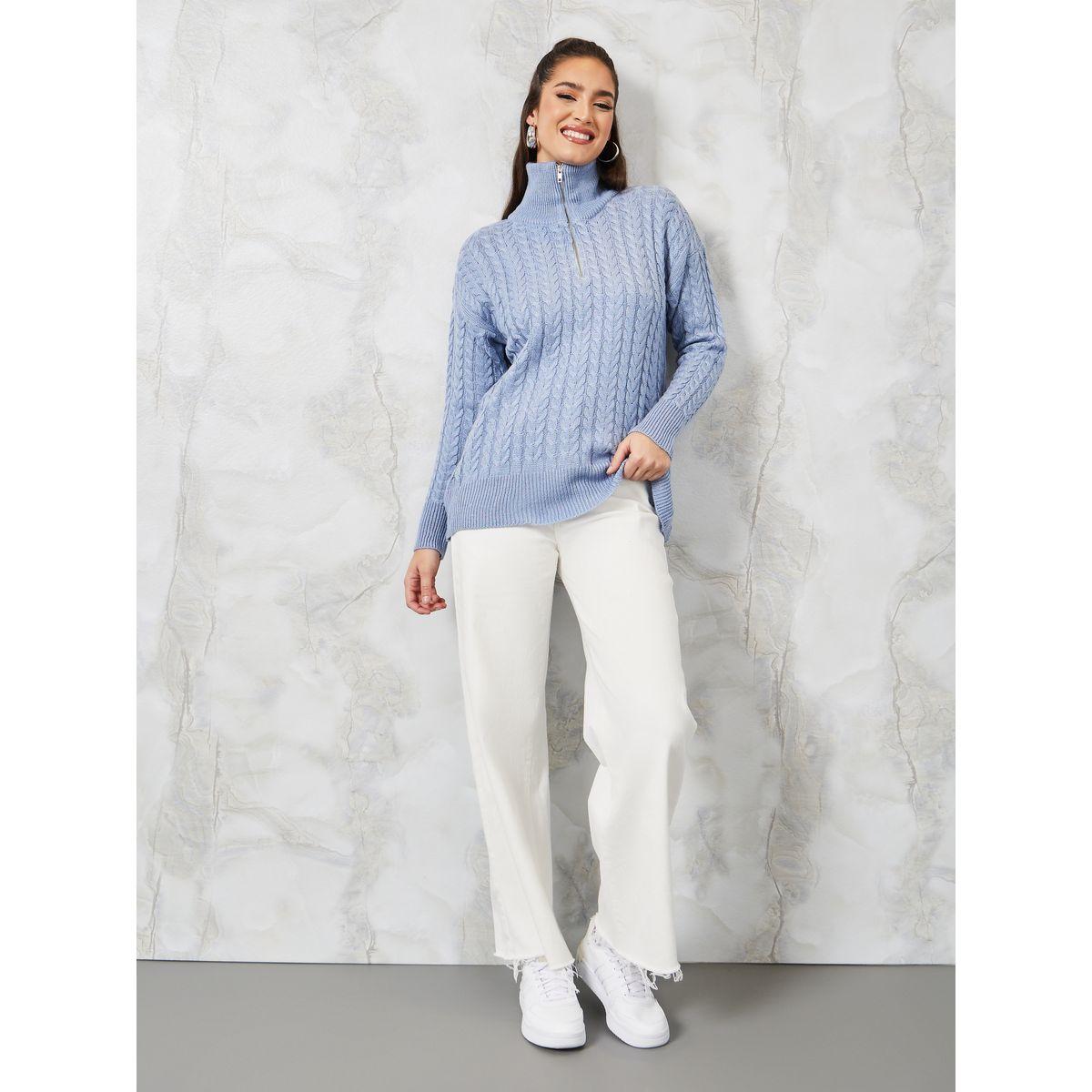 Styli Oversized Chunky Cable Knit Half Zip Sweater-women-clothing-cardigansandjumpers-jumpers-image-2
