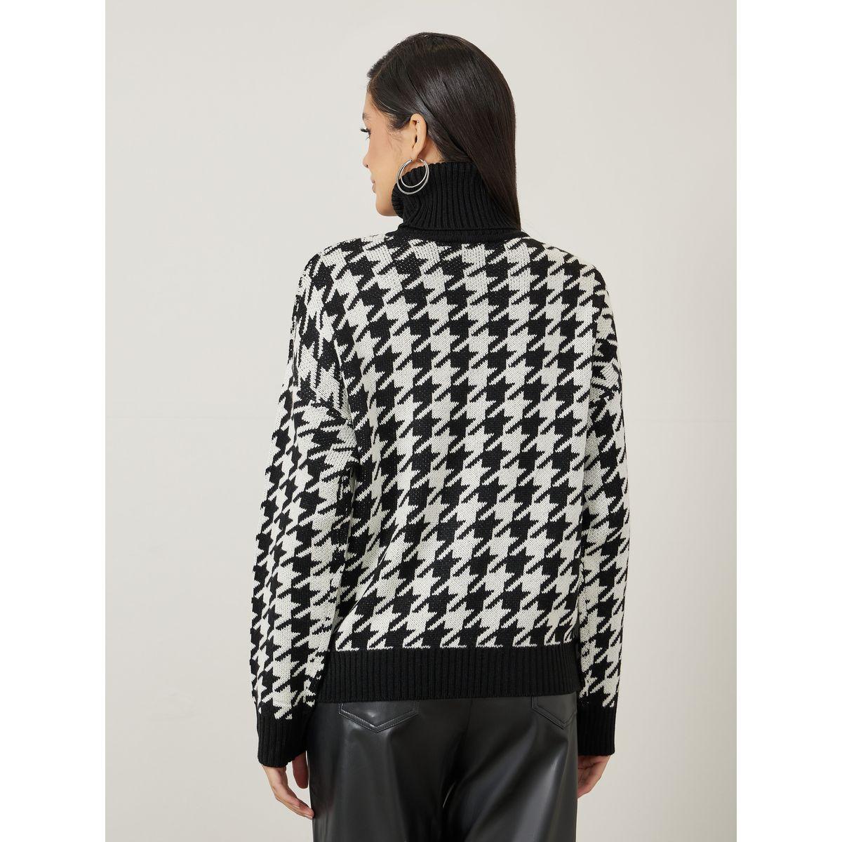 Styli Regular Fit Houndstooth Pattern Turtle Neck Sweater-women-clothing-cardigansandjumpers-jumpers-image-4