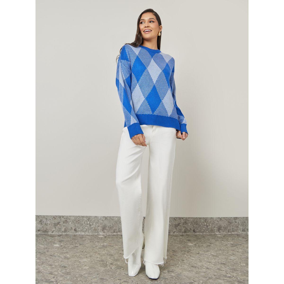 Styli Regular Fit Argyle Pattern Sweater-women-clothing-cardigansandjumpers-jumpers-image-2