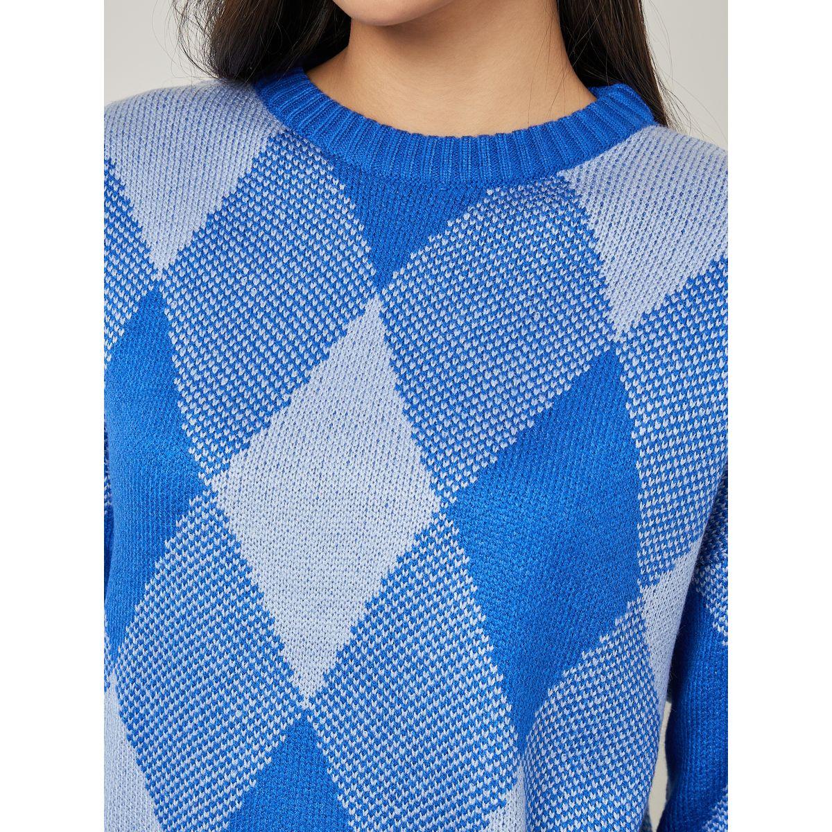 Styli Regular Fit Argyle Pattern Sweater-women-clothing-cardigansandjumpers-jumpers-image-3