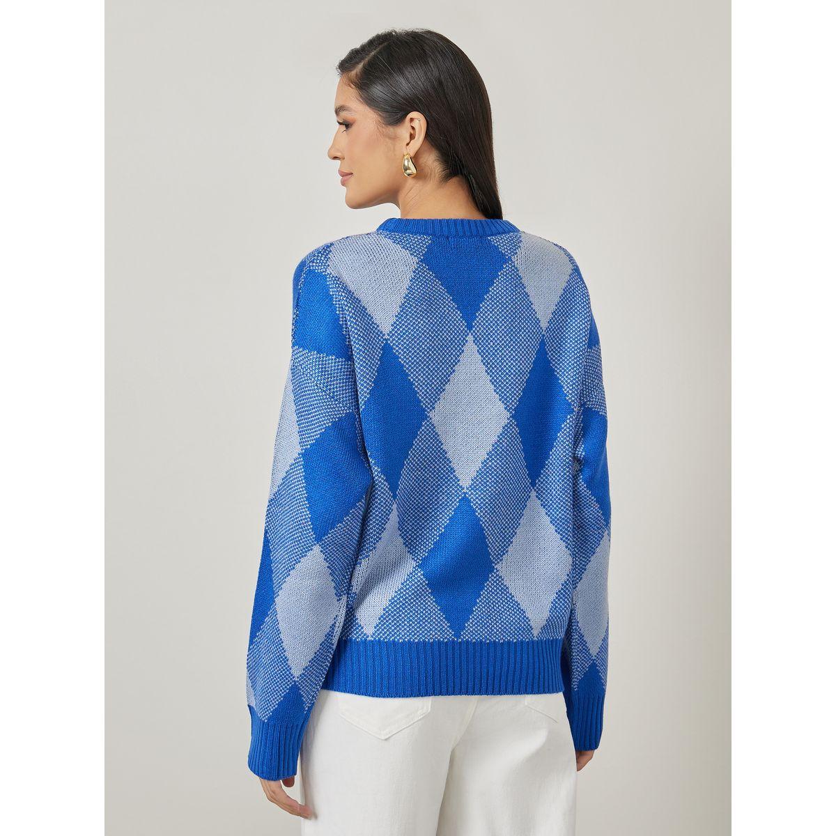 Styli Regular Fit Argyle Pattern Sweater-women-clothing-cardigansandjumpers-jumpers-image-4
