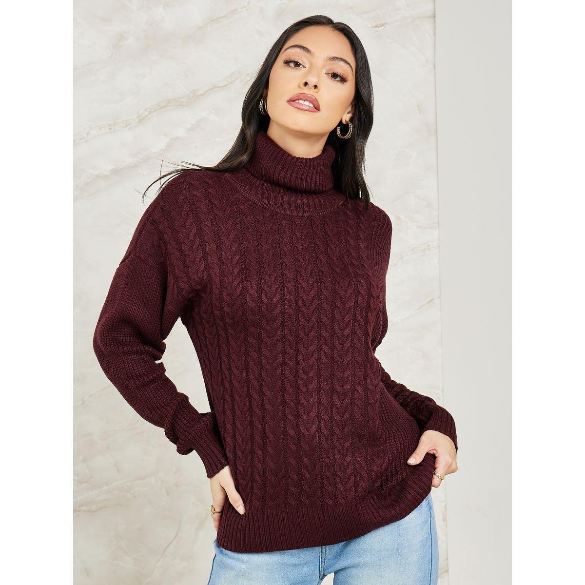 Styli Boxy Fit Regular Length Chunky Cable Knit Sweater-women-clothing-cardigansandjumpers-jumpers-image-2