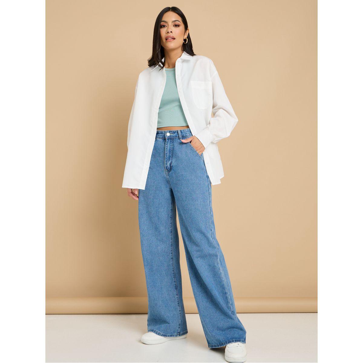 Styli Solid Longline Oversized Shirt with Patch Pocket-women-clothing-shirtsandblouses-shirts-image-2