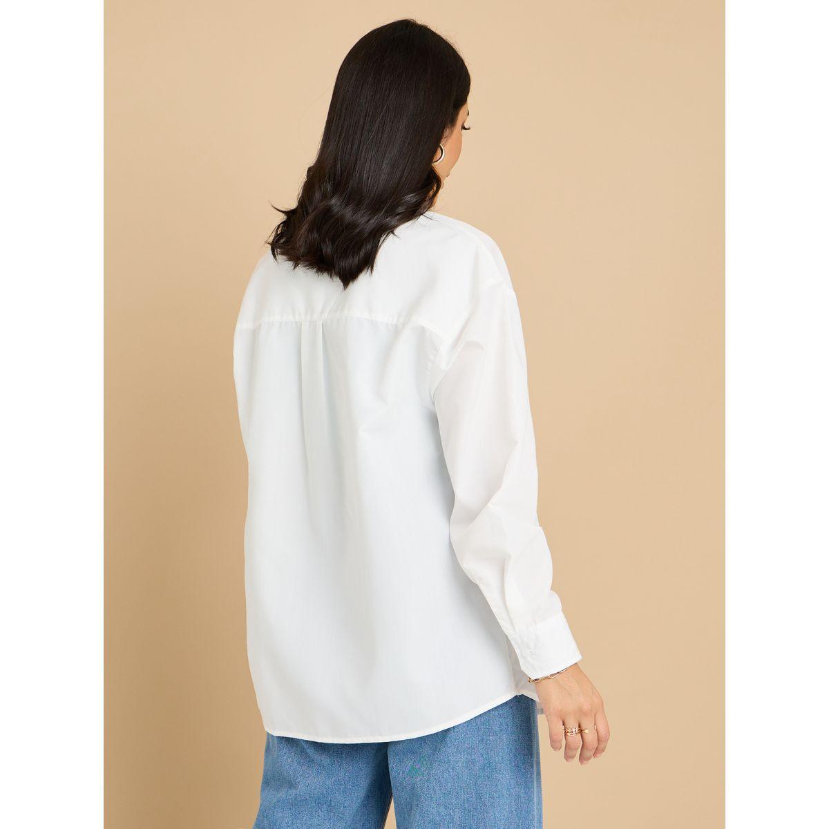 Styli Solid Longline Oversized Shirt with Patch Pocket-women-clothing-shirtsandblouses-shirts-image-5