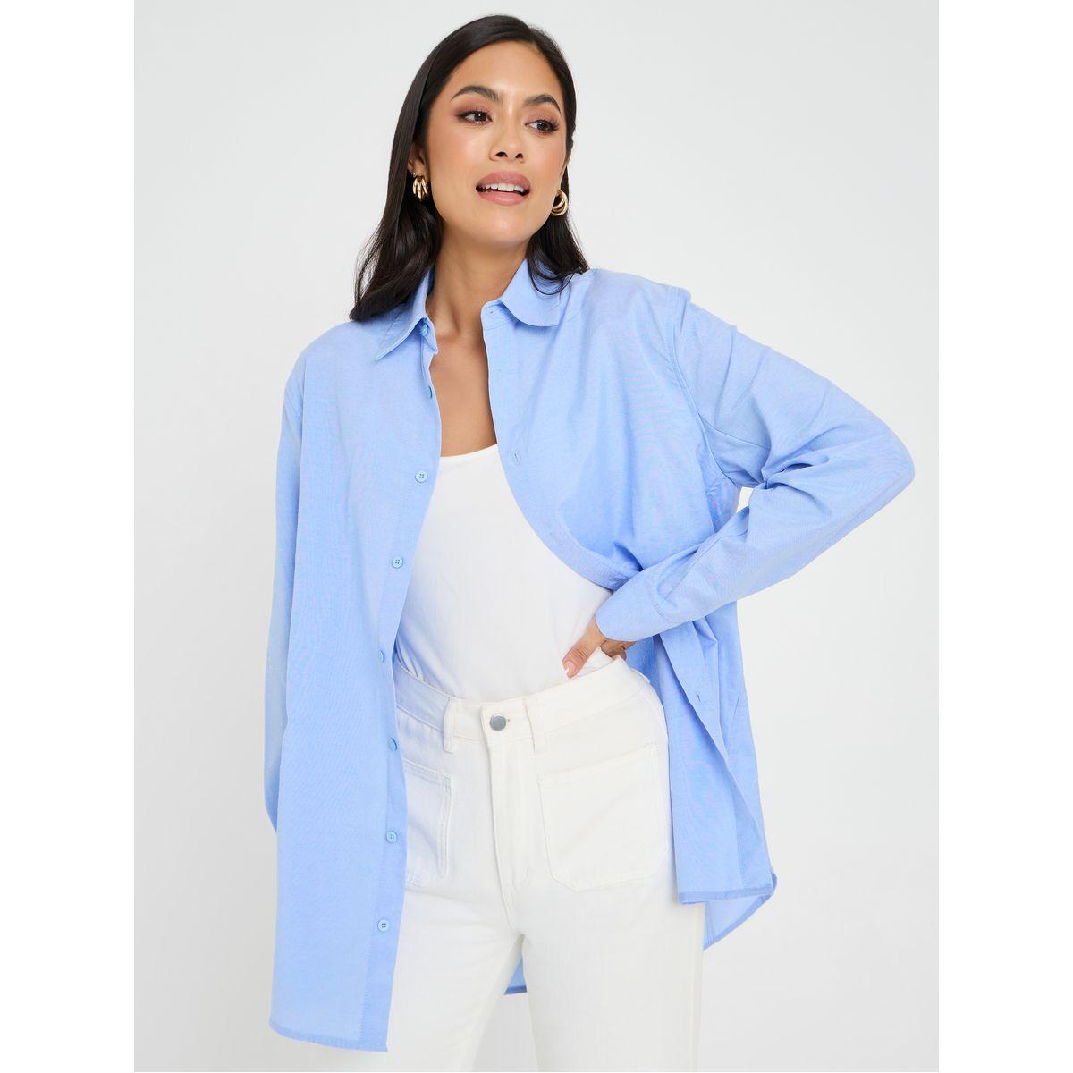 Styli Solid Regular Fit Longline Shirt-women-clothing-shirtsandblouses-shirts-image-2