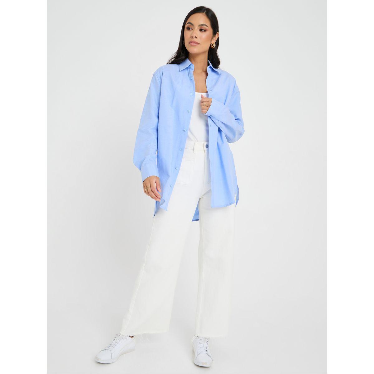 Styli Solid Regular Fit Longline Shirt-women-clothing-shirtsandblouses-shirts-image-3