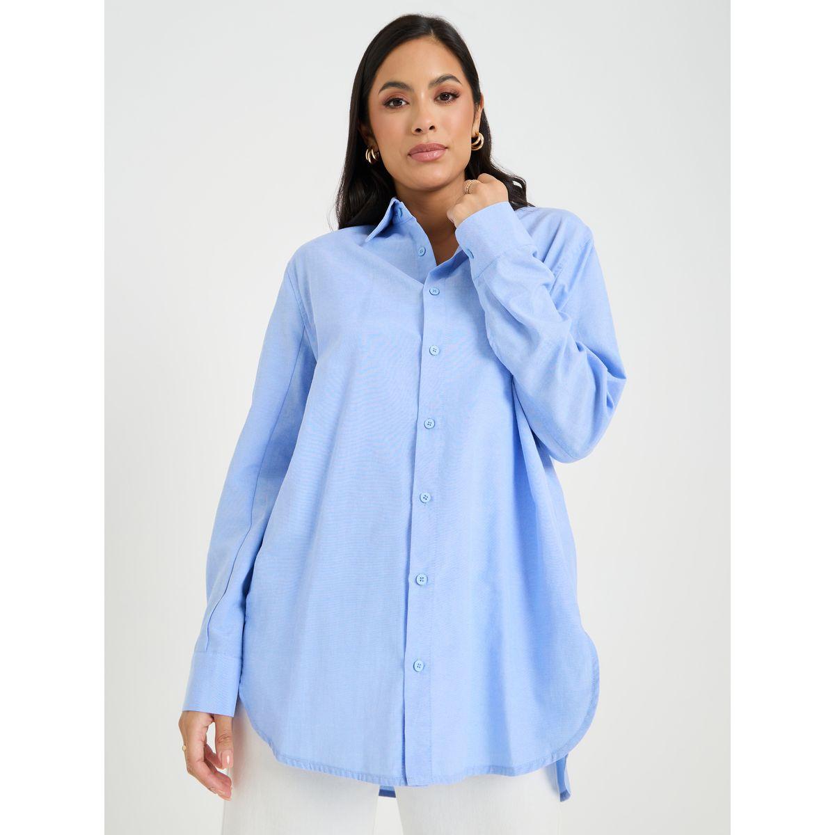 Styli Solid Regular Fit Longline Shirt-women-clothing-shirtsandblouses-shirts-image-4